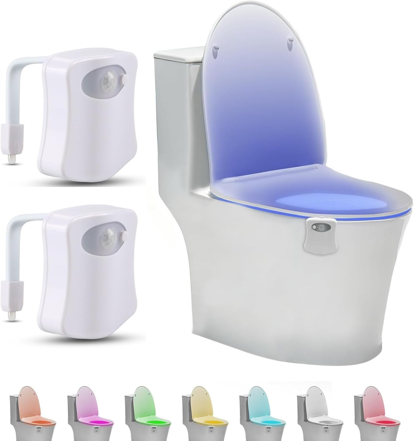 2 Pack Toilet Light, 16-Color Changing Led Toilet Bowl Light with Motion Sensor Activated Detection, Motion Sensor Lights for Bathroom Washroom, Glow Bowl L-Ight Fit for Any Toilets image number 4