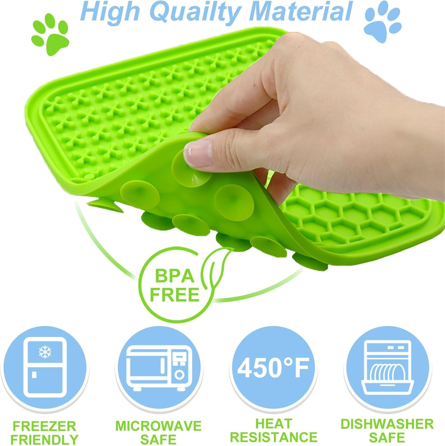 Licking Mats for Dogs and Cats 2PCS, 7.9 * 7.9 Premium Lick Pad with Suction Cups for Dog Anxiety Relief, Dog Cat Peanut Butter Lick Pads for Boredom Reducer image number 3