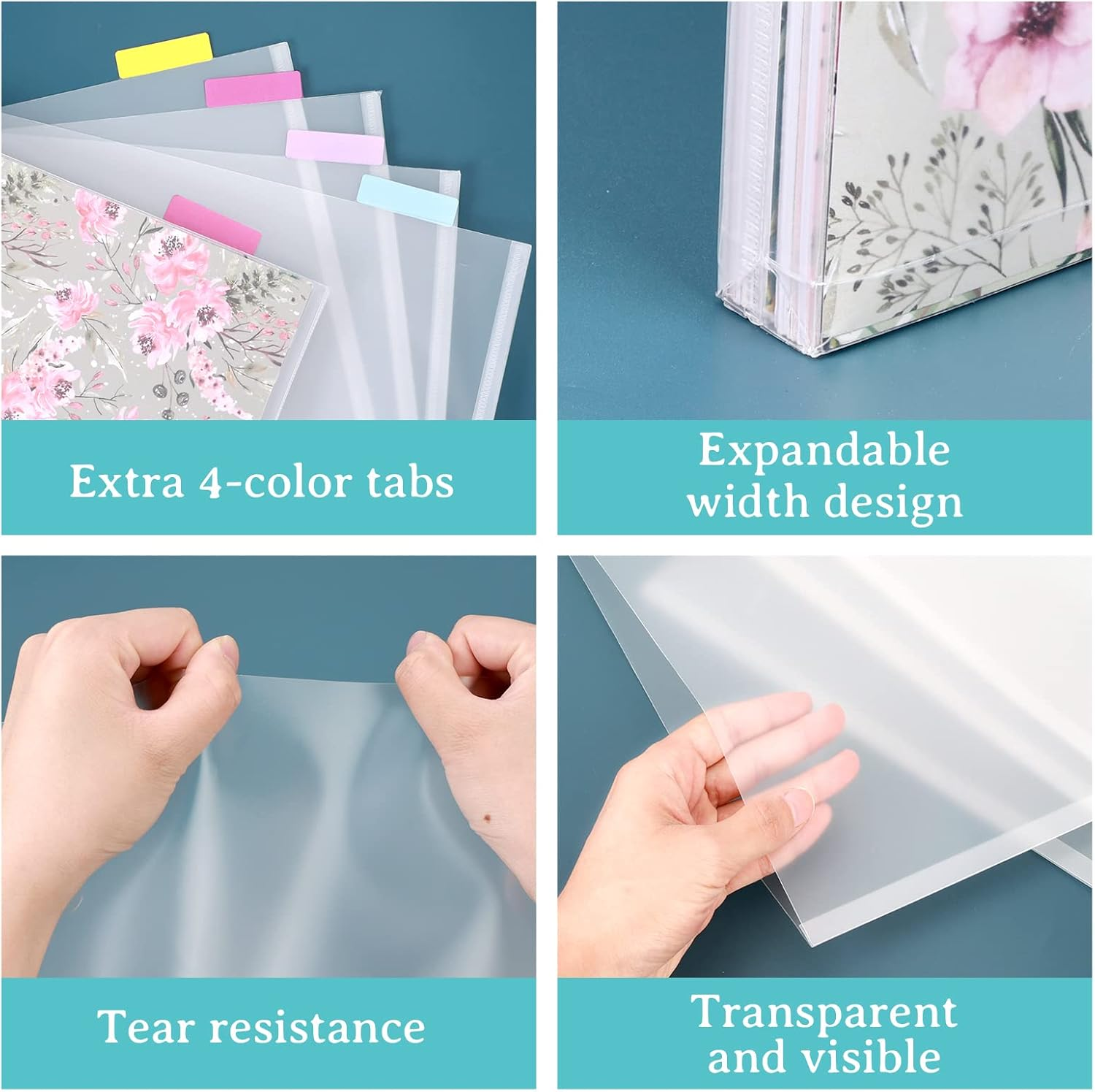 Caydo 20 Pieces Scrapbook Paper Storage Clear 12 X 12 Paper Storage Organizer with Tabs and Gusset Bottom for Holding Scrapbook Paper, Vinyl Paper, Paper, Cardstock image number 1