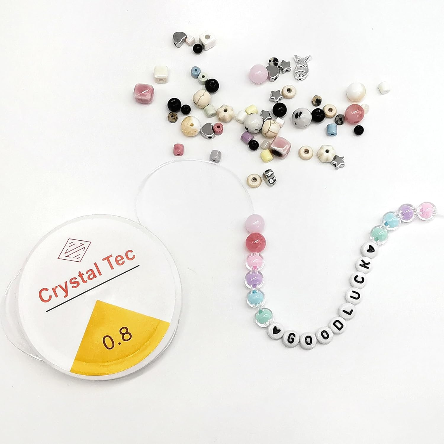 YUESUO Elastic String, Multi-Specification Stretchy Crystal String, Clear Elastic Beaded Cord for DIY Bracelet, Beading and Jewelry Making, Crystal Elastic String for Craft Beads (0.8Mm - 2Roll*8M) image number 4