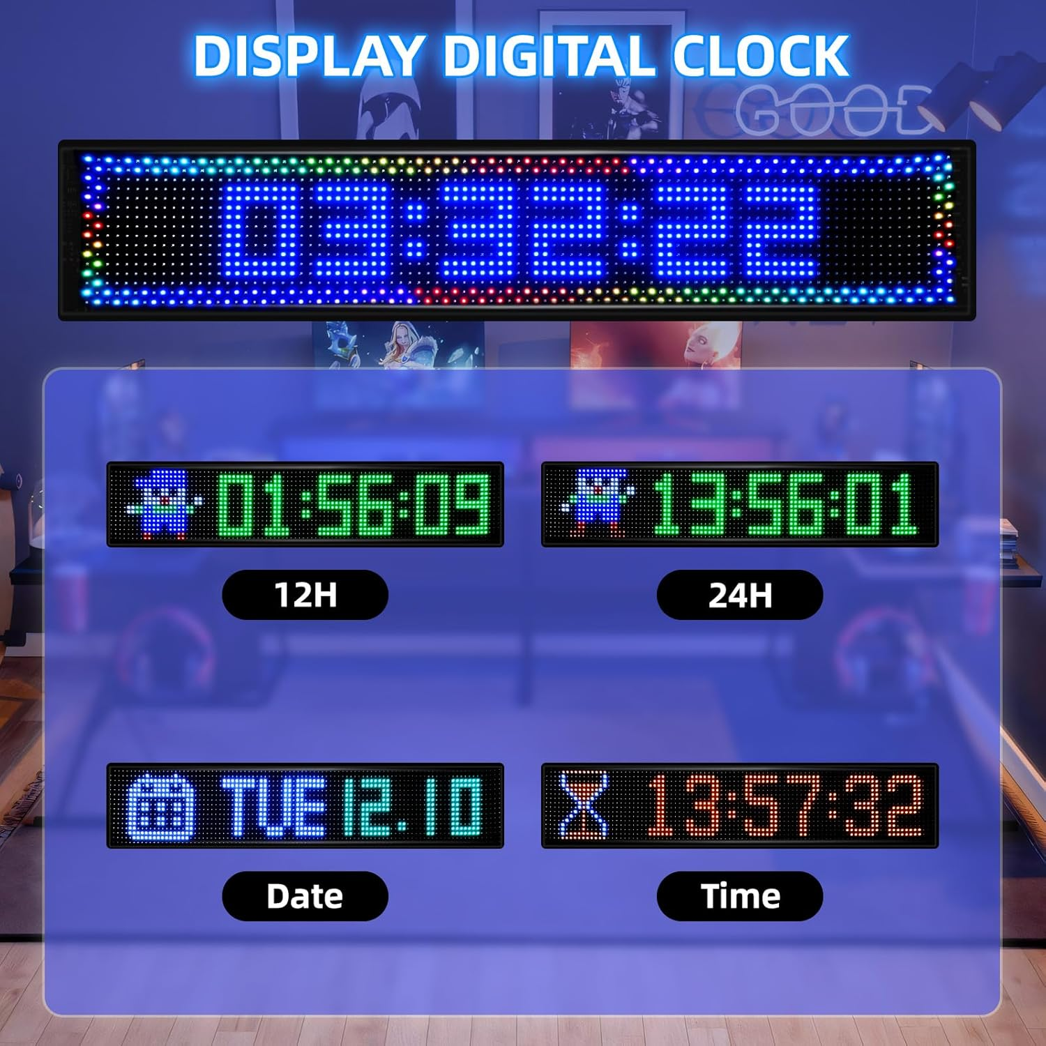 35.35''X7.56'' Scrolling Bright Advertising LED Signs, LED Sign Programmable Flexible Matrix Panel, USB LED Signs App Control Custom Text Pattern Animation LED Display for Store Car Bar Hotel image number 6