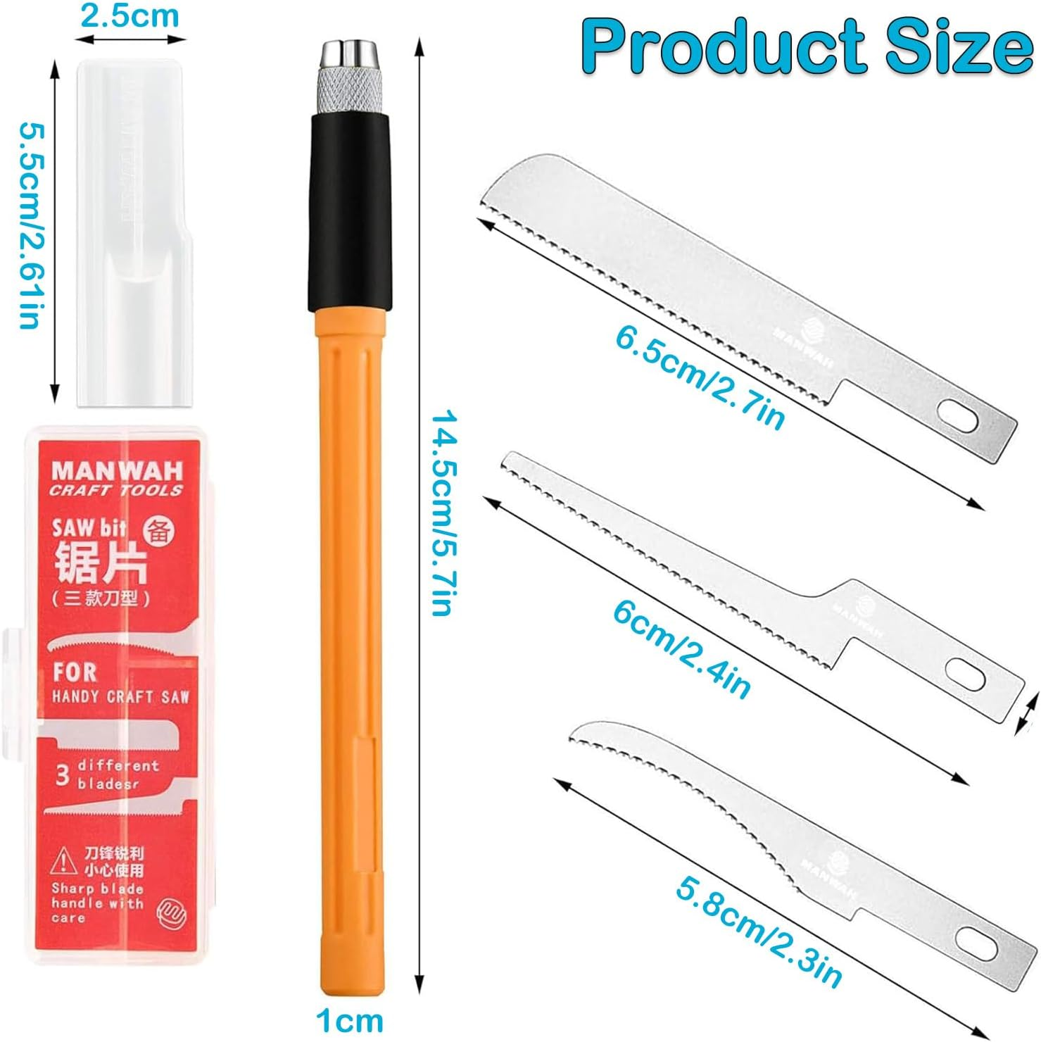 YUENTOEN Mini Hand Saw Model Tools, Modeling Knife Hacksaw Tool with 3 Pieces Craft Blades for Handcrafted, DIY Models and Other Fine Cutting