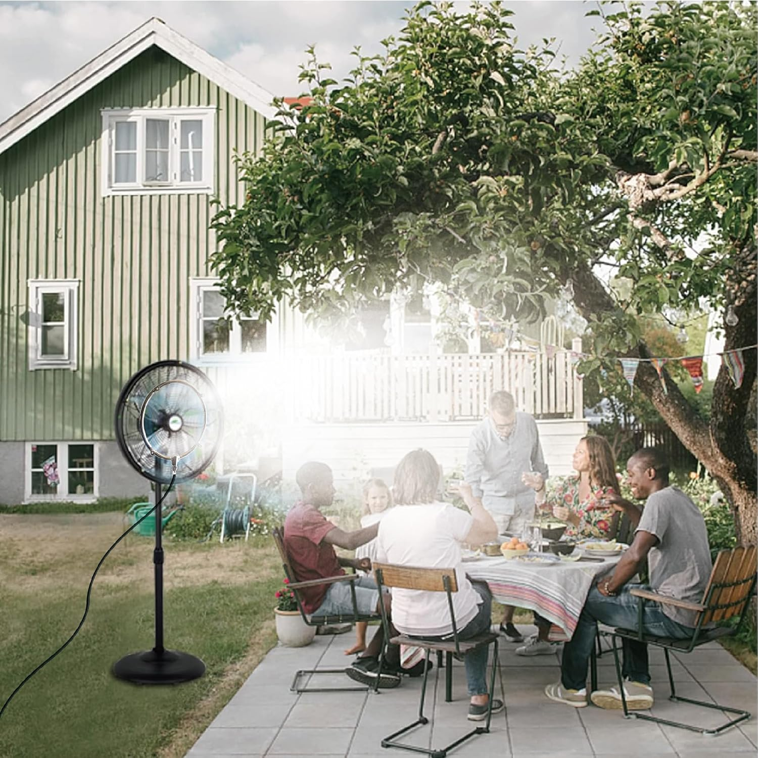 Stainless Steel Outdoor Misting Fan Kit for a Cool Patio Party Garden Breeze.Water Mister Spray for Cooling Outdoor,Detachable Brass Misting Nozzle,26Ft Misting Line + Fit to Any Outdoor Fan image number 6