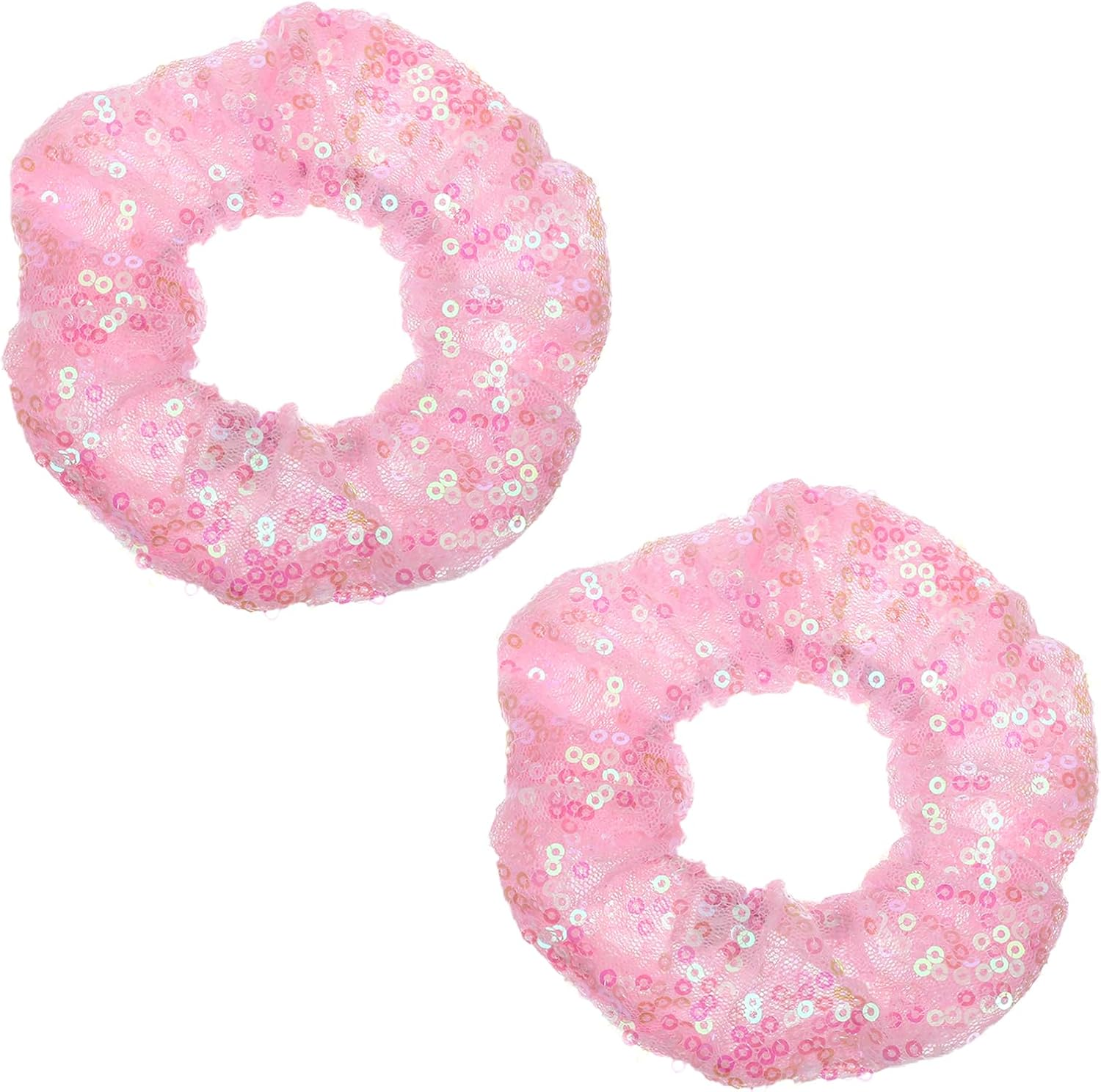 Thinp Pack of 2 Women'S Scrunchies, Glitter Hair Scrunchies, Sequins, Elastic Scrunchies, Sparkling Ponytail Holder, Hair Accessories for Girls, Women, Long Fine Thick Curly Hair Accessories image number 1