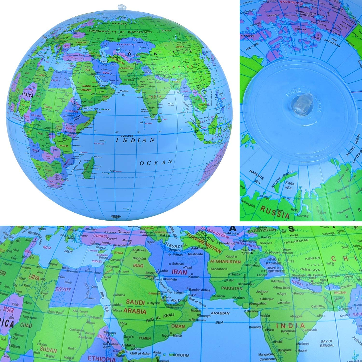 Coopay 10 Pack Inflatable Globe PVC World Globe Inflatable Earth Beach Ball for Beach Playing or Teaching image number 2
