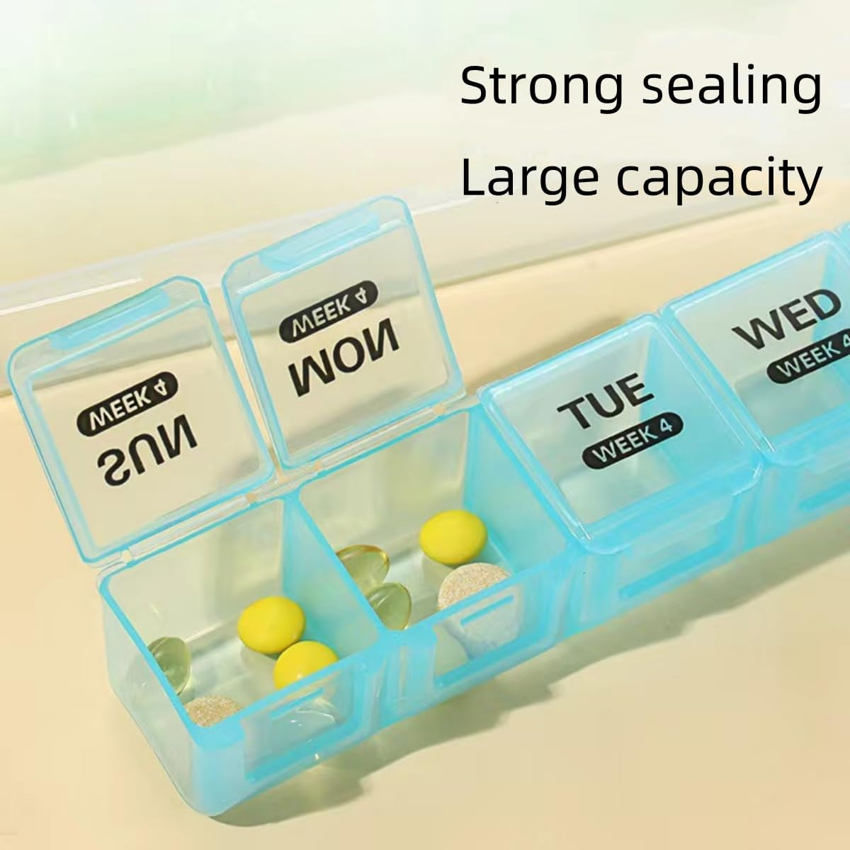 28 Compartments Large Pill Box Organisers, Portable Detachable Dustproof Pill Box, One Month Split On-The-Go Storage Large Capacity Pill Box,White&hellip; - Multicolor image number 3