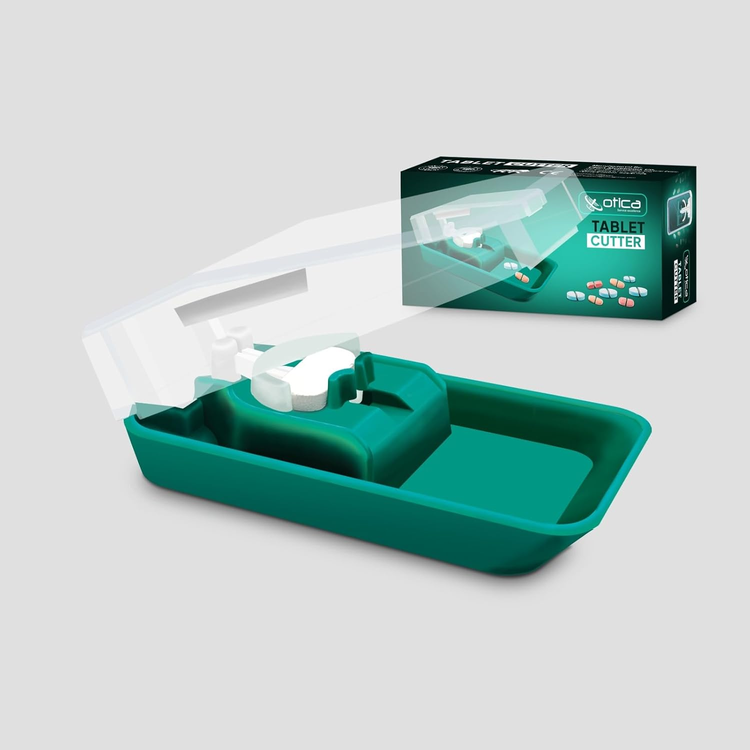 OTICA Tablet Pill Cutter Splitter for Small & Large Pills, Stainless Steel Blade, Safe and Precise Cutting with Centering Device & Blade Guard, Travel-Sized, Light Weight,Easily Washable image number 5