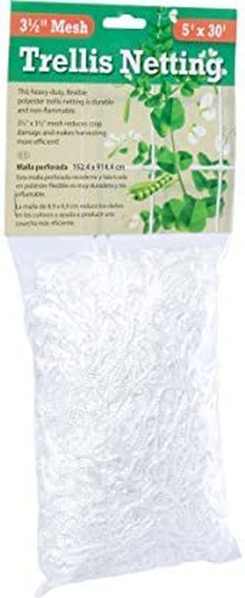 Hydrofarm HGN30S Flexible String, 5' X 30', Trellis Netting, 3.5" Mesh, White