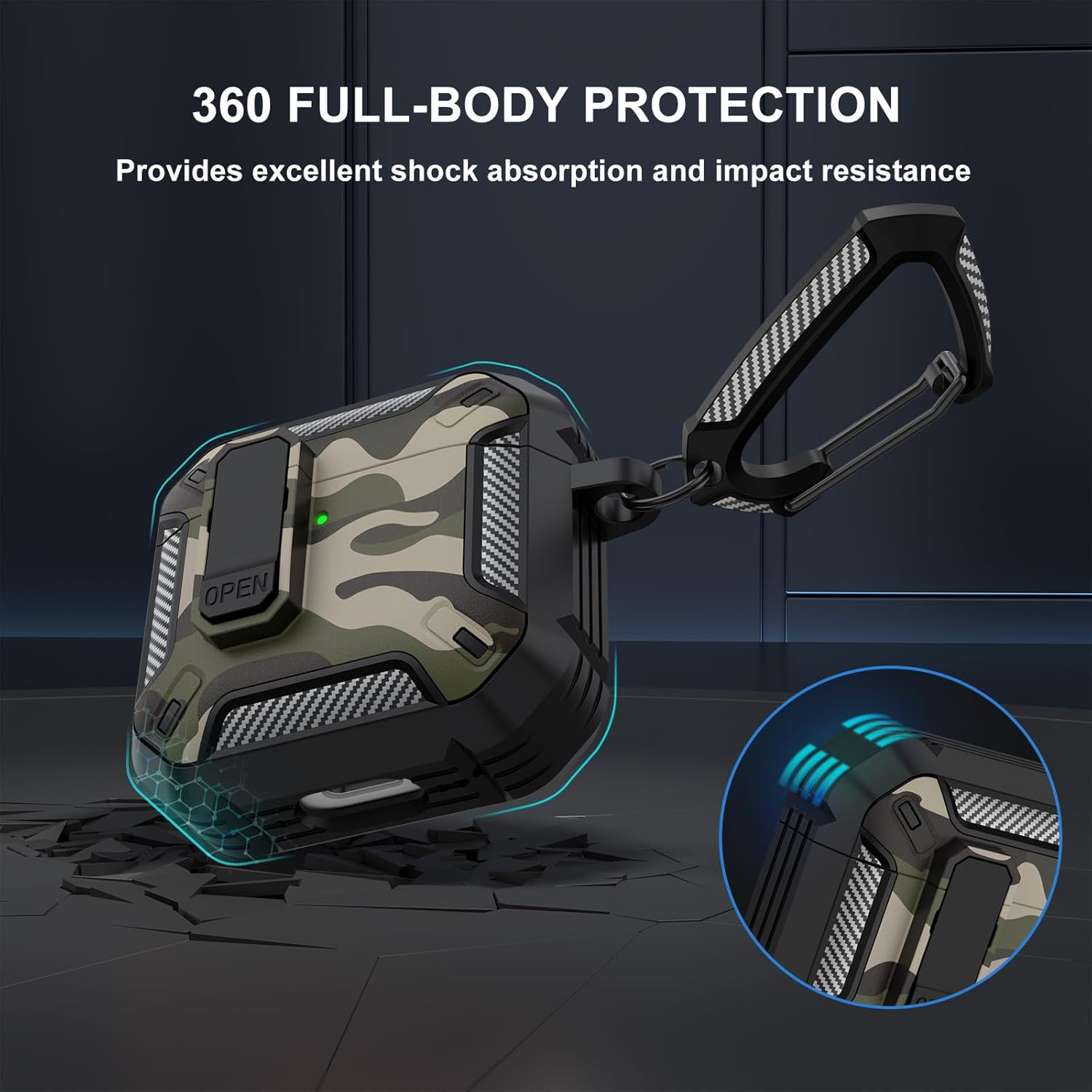 Leonids for Airpods 4 Case with Secure Lock Lid & Cleaner Kit, Hard Full Body Protective Case Cover for Airpods 4Th Gen (Camouflage Green) - Camouflage Green image number 3