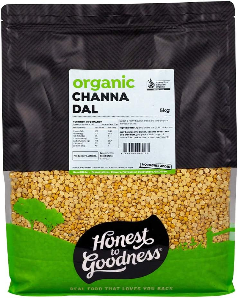 Honest to Goodness, Organic Chana Dal, 5 Kg - a Sweet and Nutty Flavour, These Chickpeas That Have Been Split and Polished. These Delightful Legumes Are a Versatile Ingredient! image number 3