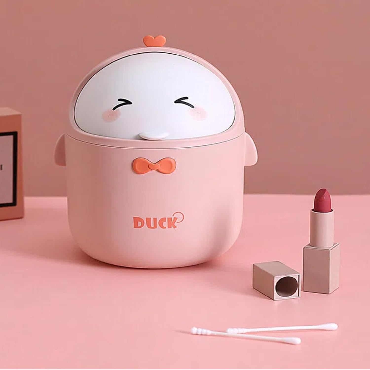 Creative Mini Desk Trash Can, Small Countertop Plastic Wastebasket with Lid, Cute and Portable Countertop Trash Can, Suitable for Home Kitchens, Desks and Bathrooms image number 2