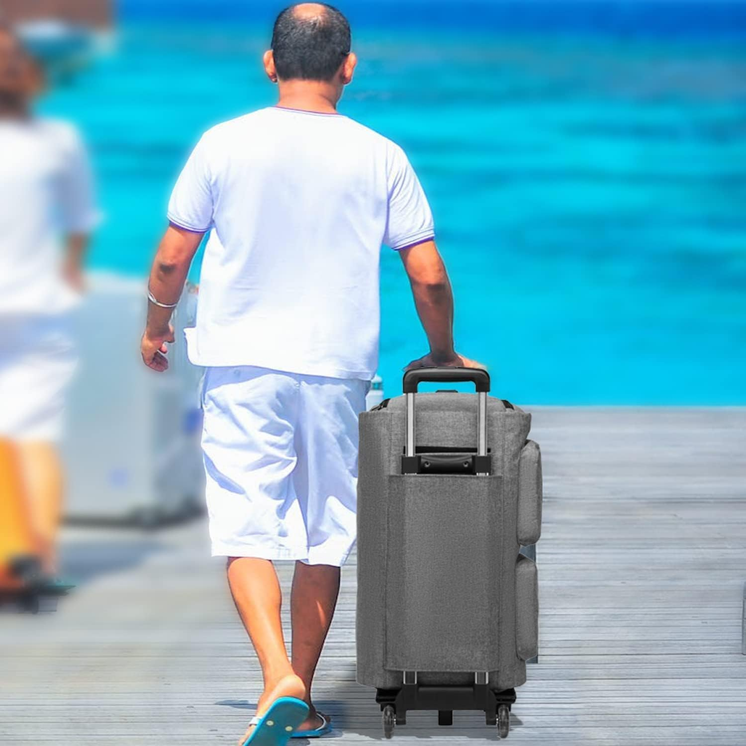 Rolling Garment Bags,Garment Bag with Wheels Travel Garment Bag with Shoe Compartment Rolling Duffle Bag with Wheels, A1-Grey-2P image number 3