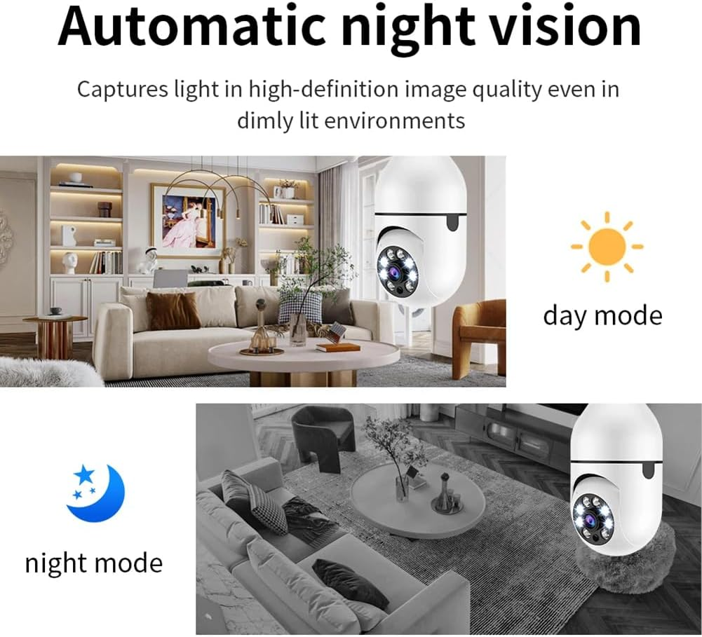 Uantii Tuya Smart E27 Bulb Camera 1080P Wifi Baby Monitor Night Vision Automatic Human Tracking Zoom Wireless Indoor Full Color Security Monitor image number 6