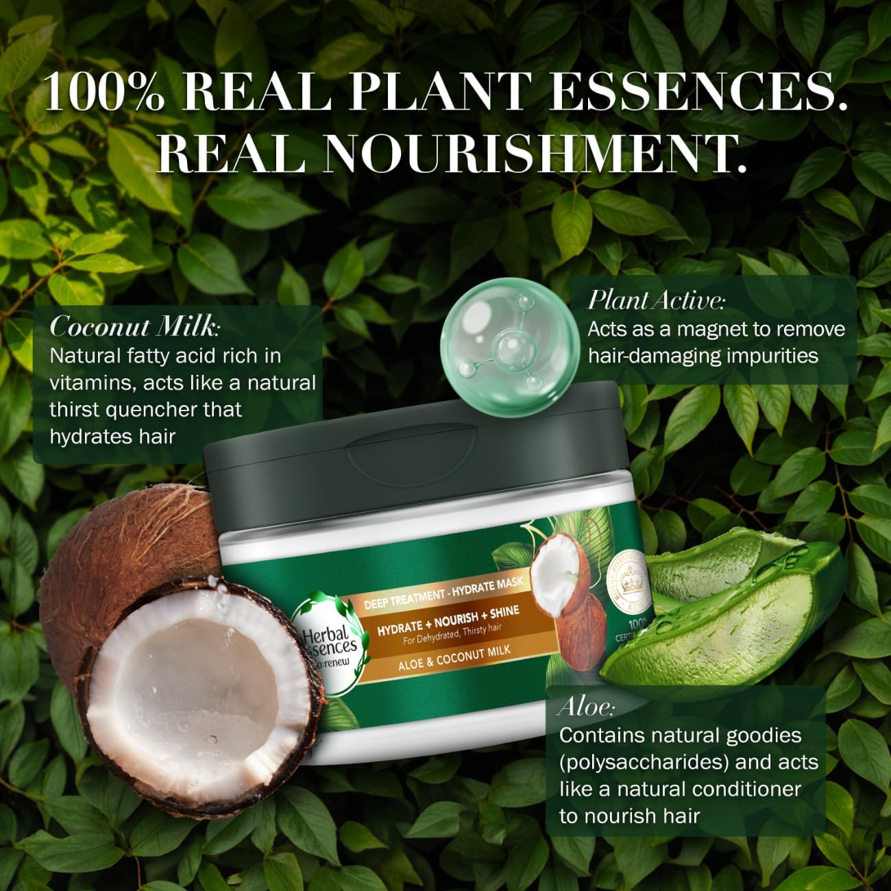 Herbal Essences Bio Renew Hair Mask Deep Hydrate Coconut Milk & Aloe 300Ml Condi image number 6