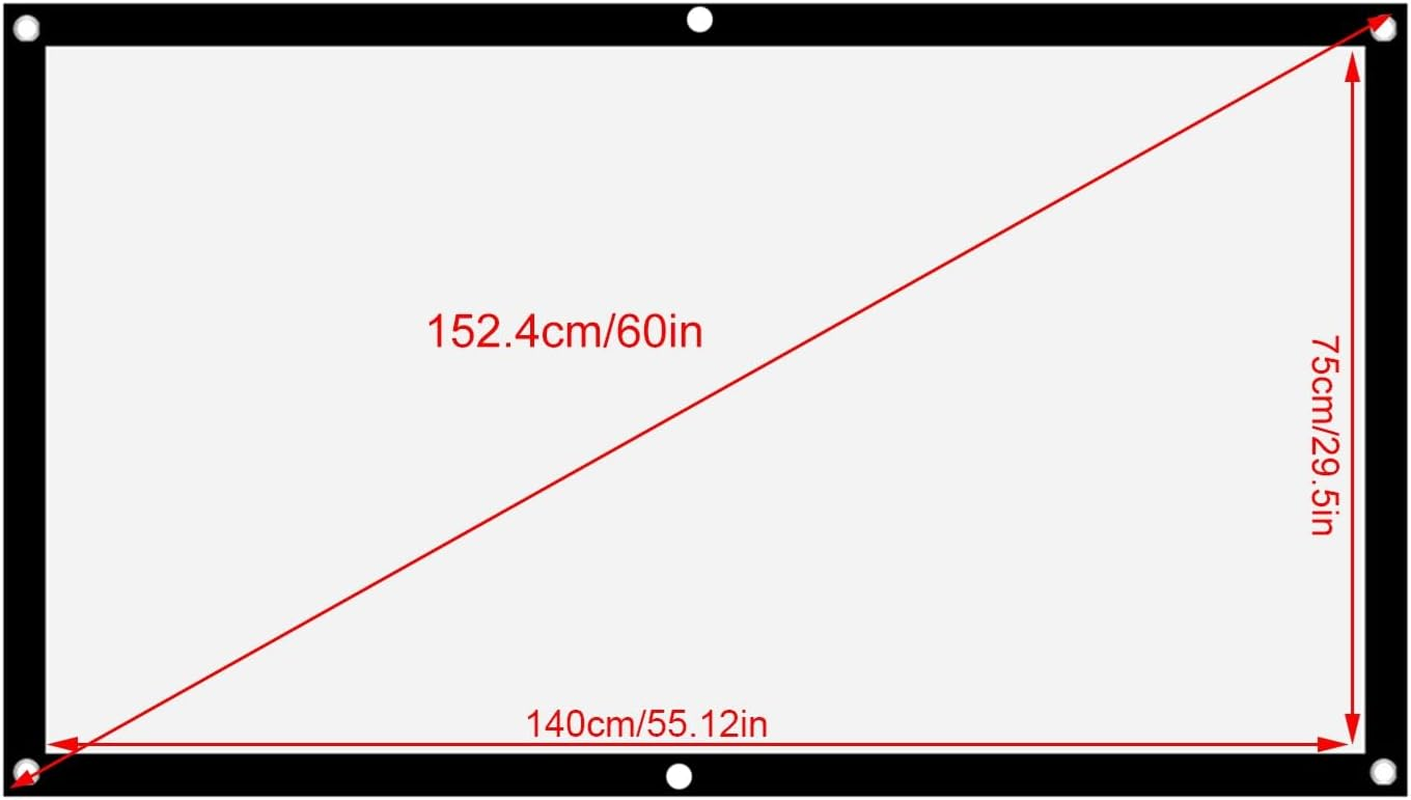 CHICIRIS Non Crease White Projector Screen, 16:9 Thicken Portable Non Crease Soft White Polyester Projector Curtain Projection Screen for Simple Outdoor Use and Storage (60 Inch) image number 6