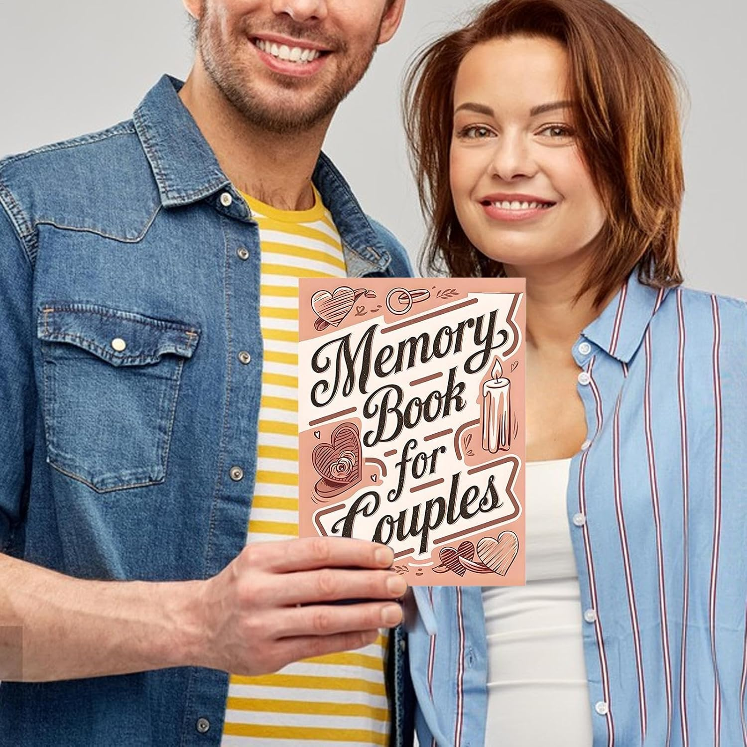 Couples Scrapbook - Our Story Book for Couples,58 Pages Scrapbooking Supplies Notebook Meaningful Design for Honeymoons Love and Memories