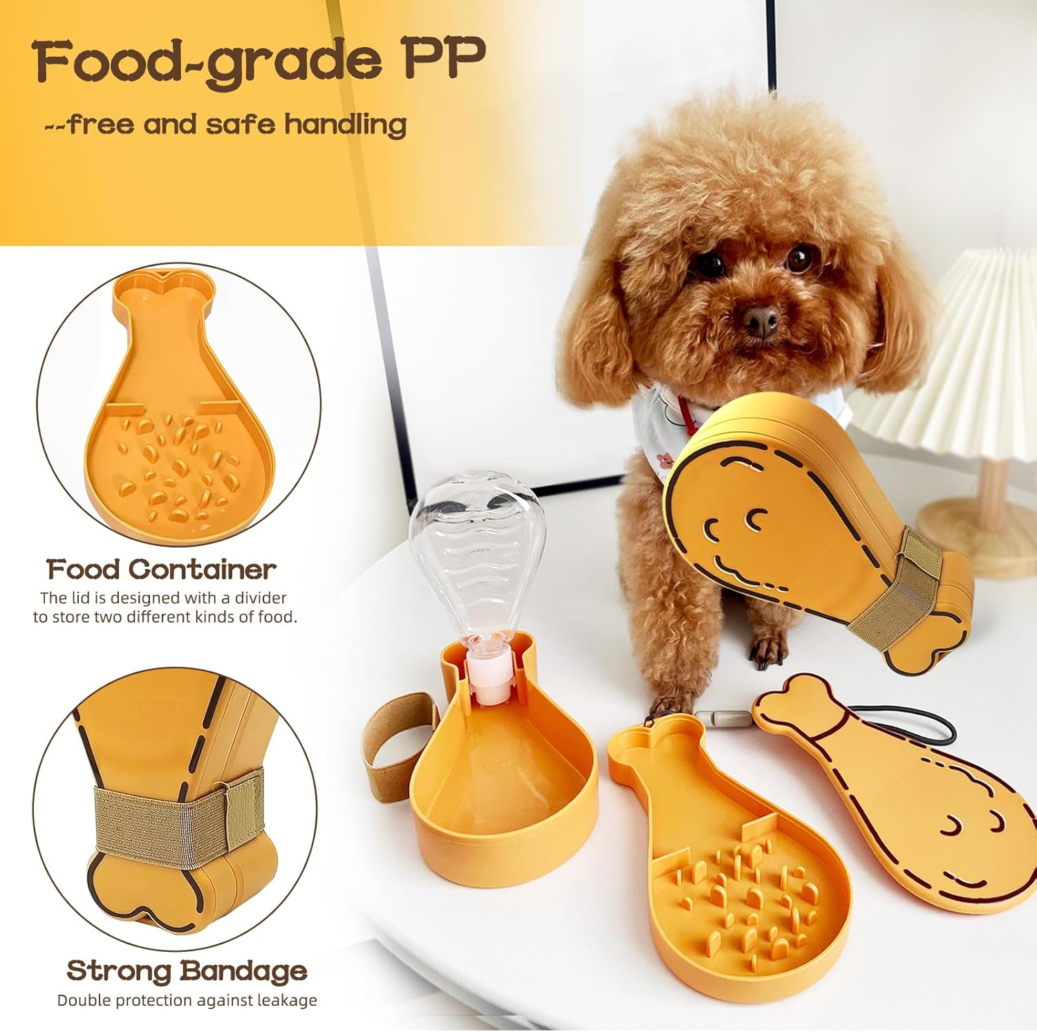 Portable Dog Water Bottle for Outdoor Walking & Traveling, 2In1 Water Bottles for Dogs with Food Container, Dual Leak Proof Pet Drinking Dispenser for Kittens, Dogs, Small Animals - 200 ML image number 5