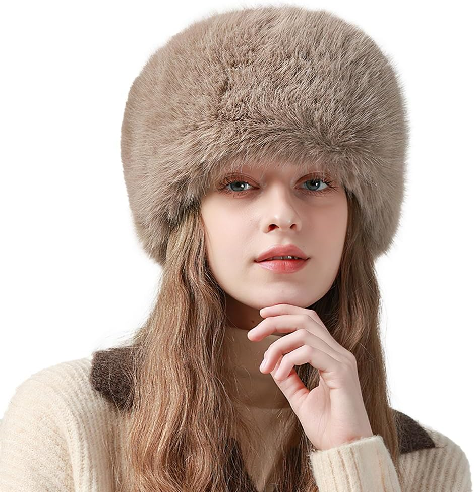 Ushanka Russian Bomber Hat for Women Cossack Trimmed Skullies Beanies Winter Trapper Hat for Travel Hunting Skiing Fluffy Earwarmer