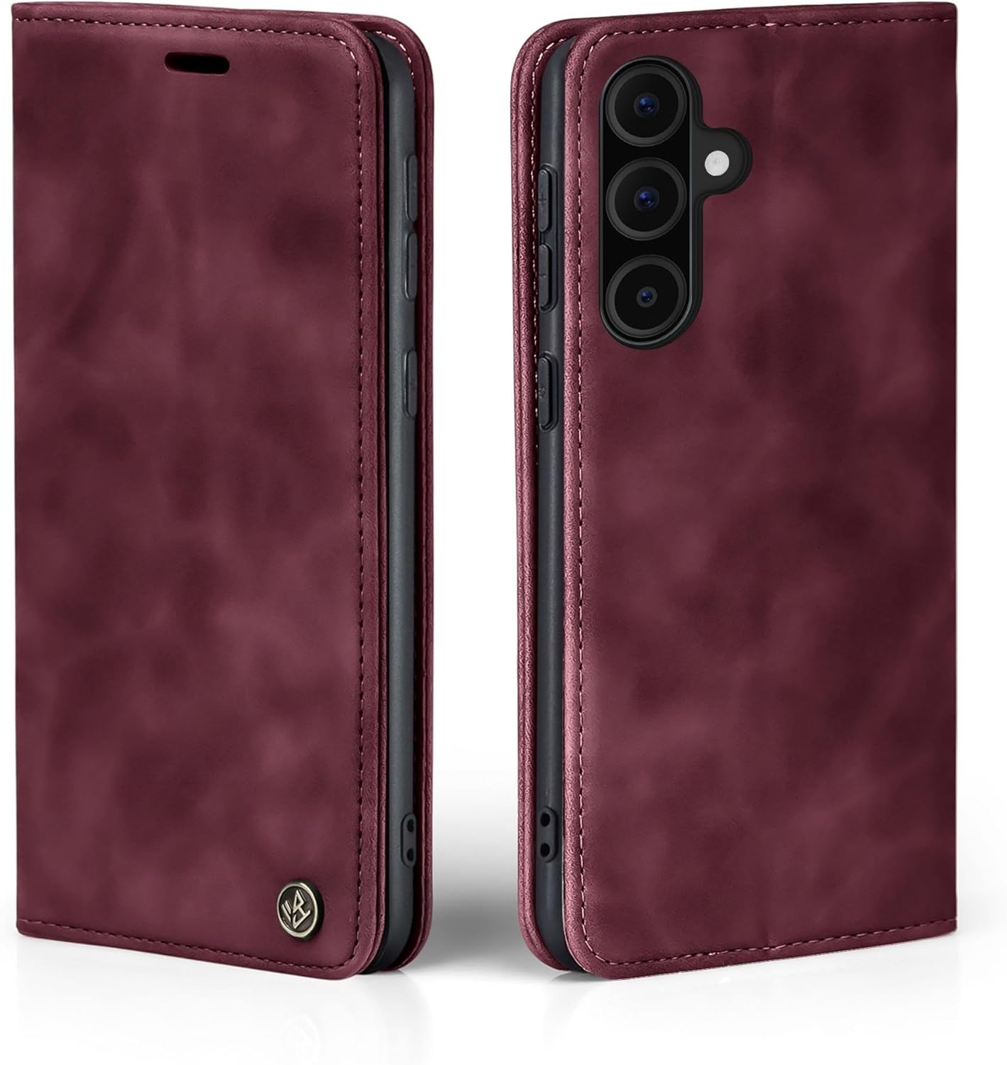 LBH Mobile Phone Case for Samsung Galaxy A36 5G in Wine Red with Card and Money Compartment Smartphone Case with Stand Function Flip Case Protective Cover Magnetic Closure Vintage image number 2