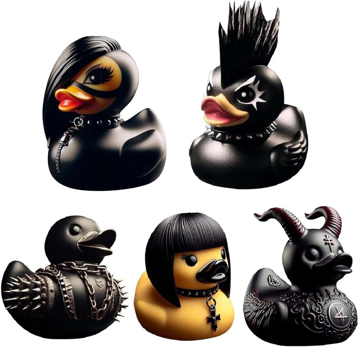 5 Duckieville Duck Statue, Gothic Duckieville Duck, Resin Black Rocker Duck Sculpture Collectibles, Animal Figure Gothic Duck Statue, Collection Figure Satan Duck, Duck Figure for Home Decoration image number 4