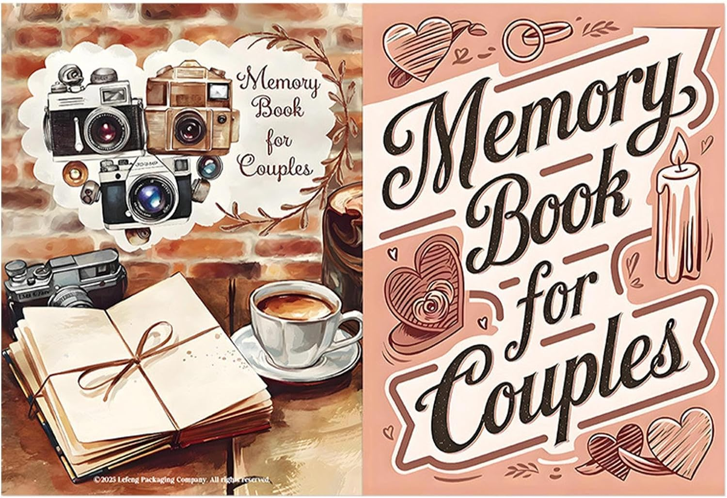 Memory Book for Couples - Wedding Scrapbook - 58 Pages Scrapbooking Supplies Notebook Meaningful Design for Honeymoons Love and Memories