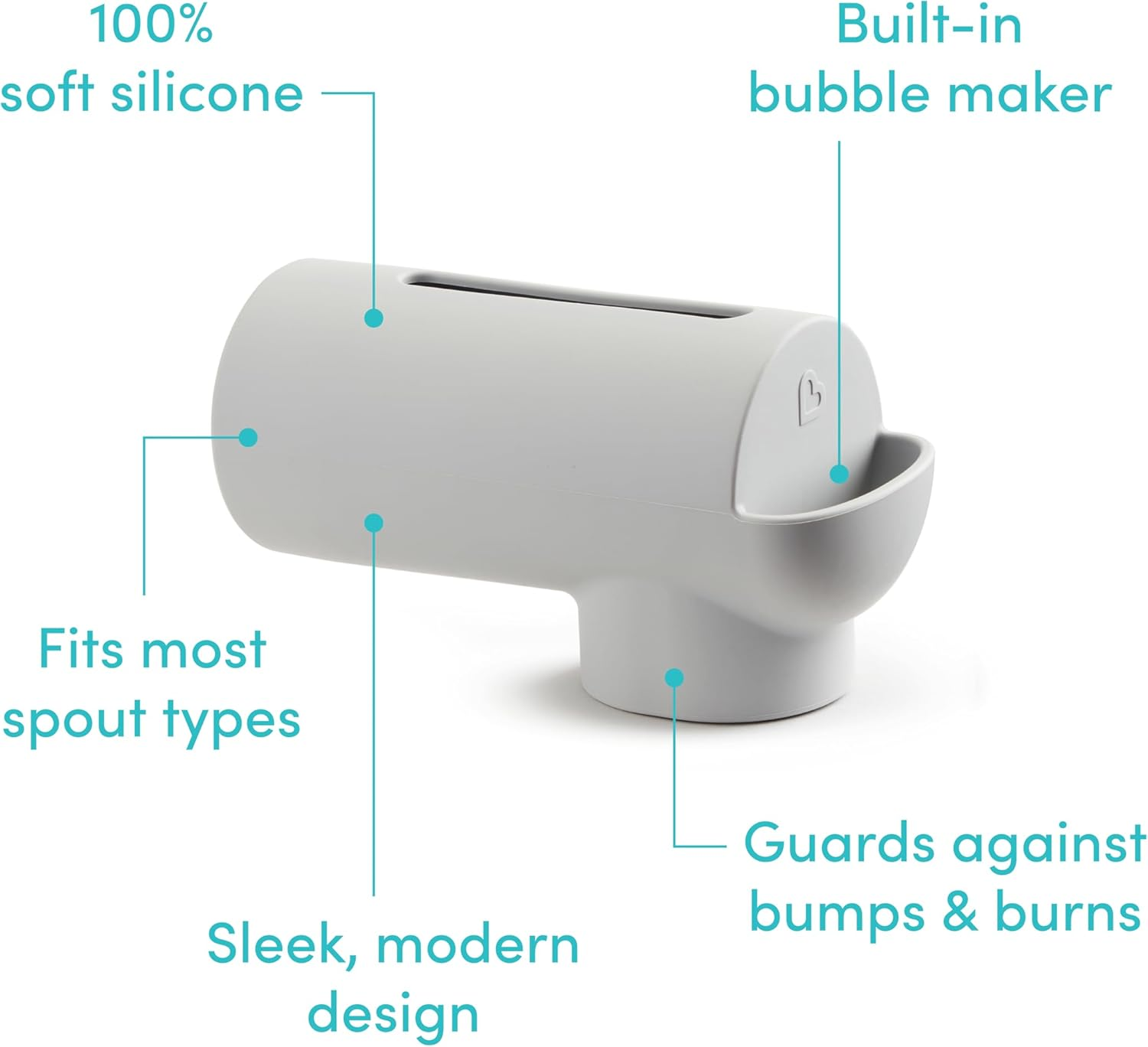 Munchkin&reg; Soft Spot&trade; Bath Spout Cover for Baby, Bathtub Guard with Built-In Bubble Bath Dispenser, Silicone, Grey