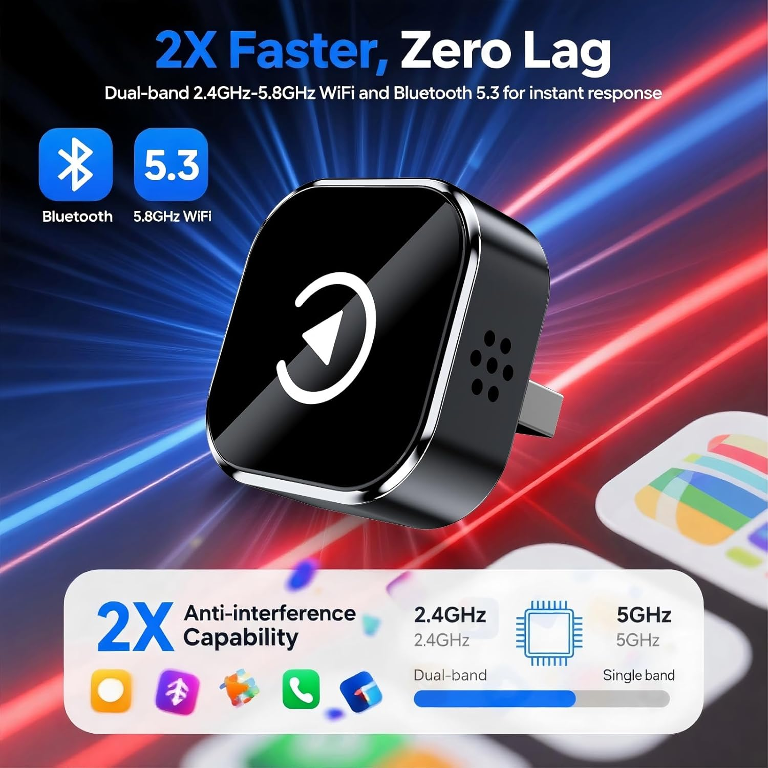 Upgraded Mini Wireless Carplay Adapter Upgrade Wired Carplay to Wireless for Cars with Built-In Wired Apple Carplay Plug and Play Easy Use Fast USB USB-C Port Stable Connection Car Play for Iphone image number 2