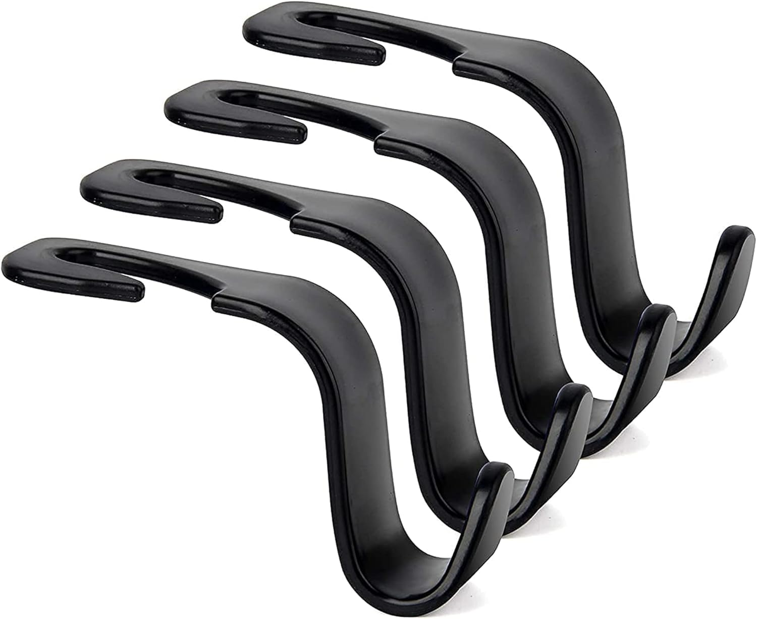 Sulfar Universal Vehicle Car Backseat Headrest Hanger Storage Organizer, Black Car Back Seat Headrest Hooks, Car Seat Accessory for Handbags, Purses, Coats, and Grocery Bags, Bottle Holder (4-Pack)