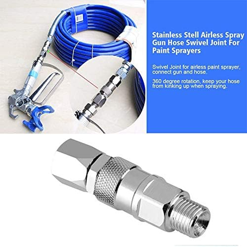 Hose Swivel Joint 1/4" Stainless Steel Swivel Joint for Airless Spray Gun and Airless Hose Silver image number 4