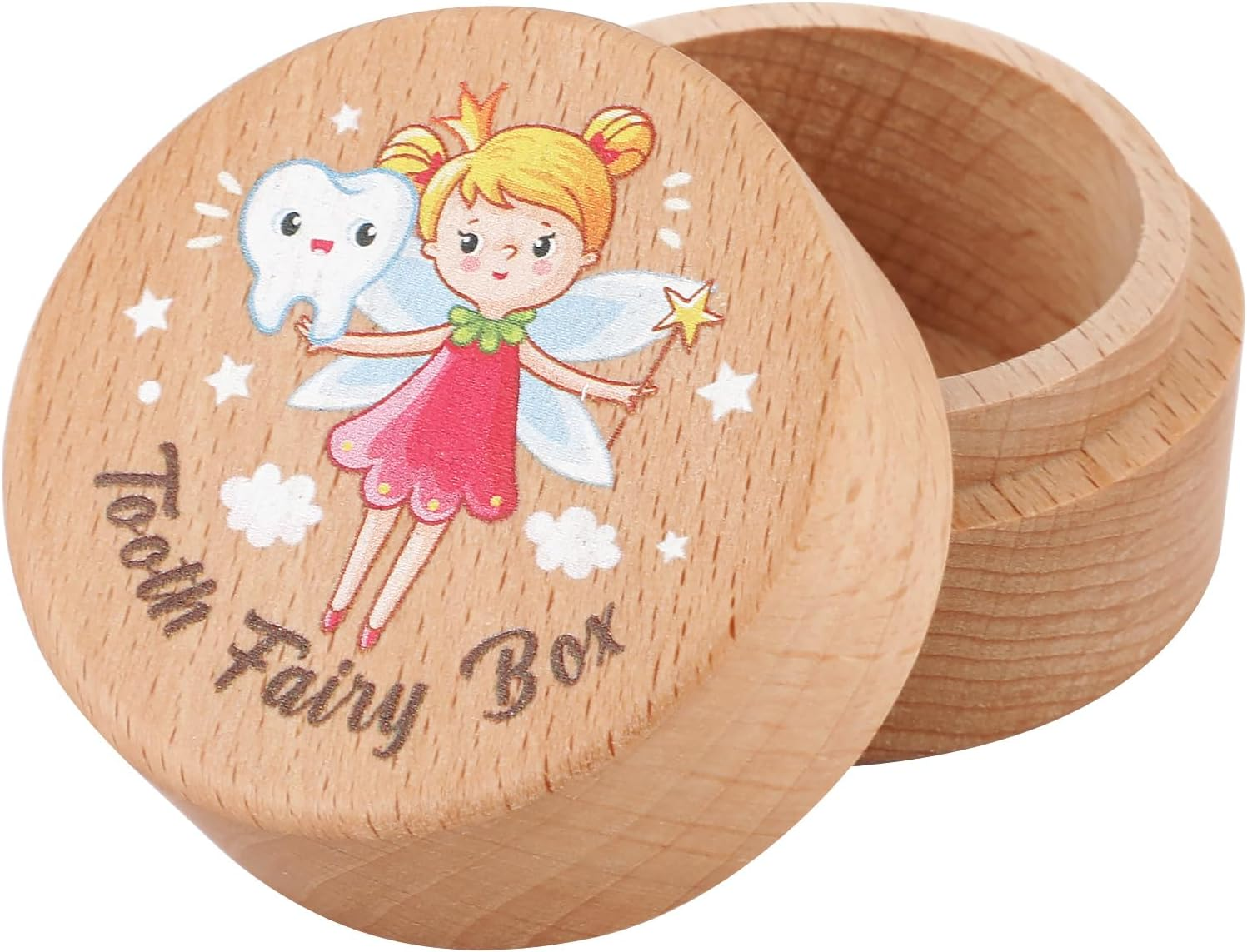 Tooth Fairy Box, Wooden Tooth Holder Tooth Cute Tooth Keepsake Box Tooth Storage Box Baby Tooth Saver Container Box for Kids Boys and Girls(Style 3) image number 6