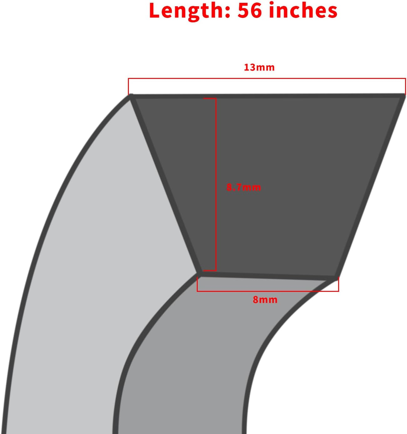 1Pc Lawn Mower V-Belt Engine to Mid Shaft Drive Belt Length 56 Inches Transmission Belt 544400201 589530401 Compatible with Husqvarna R316Tsx AWD