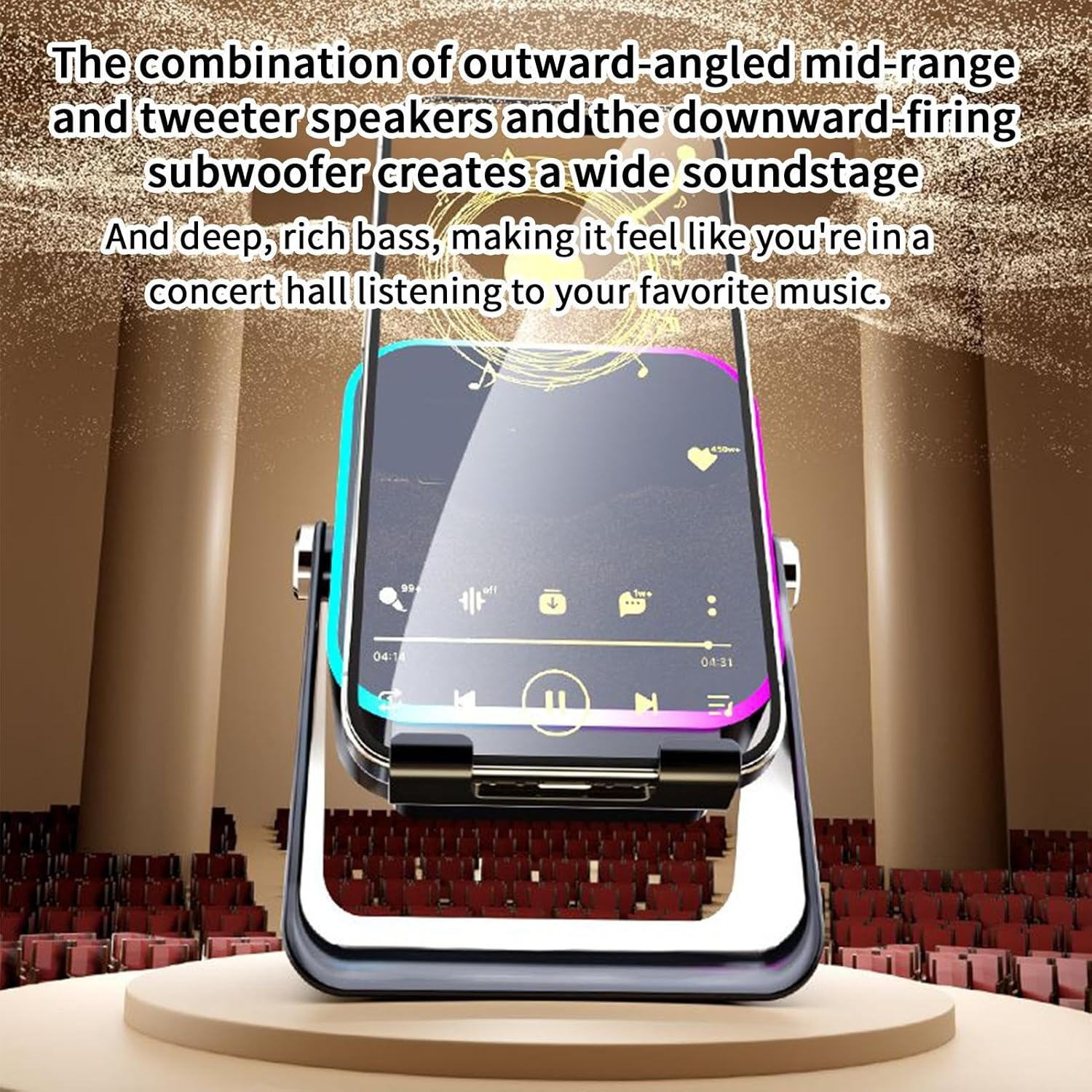 Zibeem Induction Speaker | Audio Station with Light - 10W Phone Holder Induction Smartphone Bracket Speaker | for Birthday Office Travel Home Men Women Boyfriend Girl - White image number 6