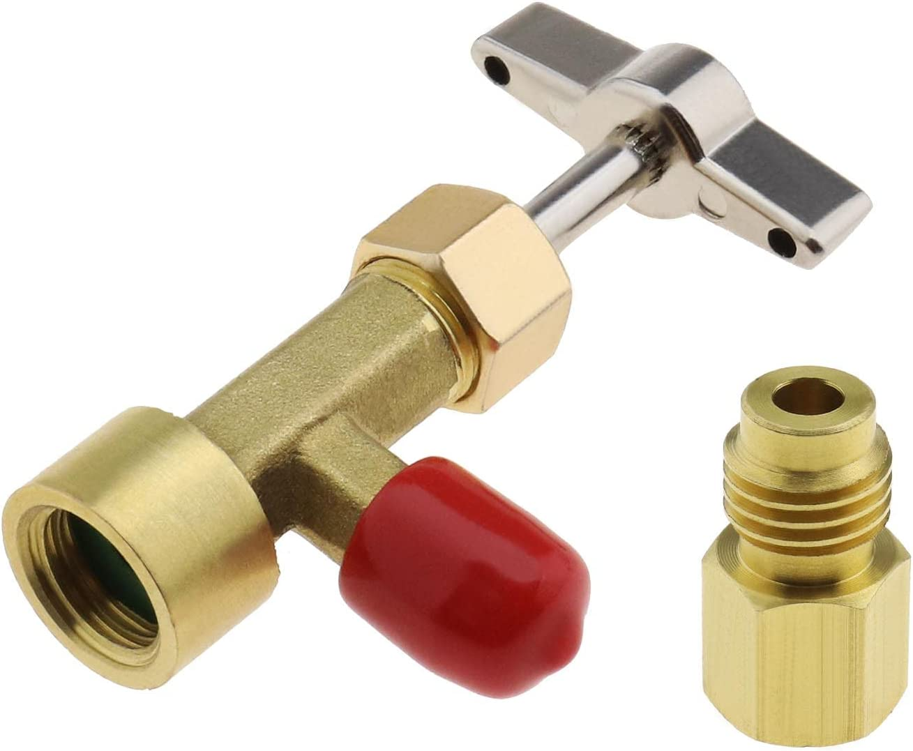 Emagtech Can Tap Refrigerant Dispenser Valve Bottle Opener with Tank Adapter Thread 1/4" SAE and 1/2" AC-ME for R134A R12 AC Charging Hose Air Conditioner Manifold image number 4