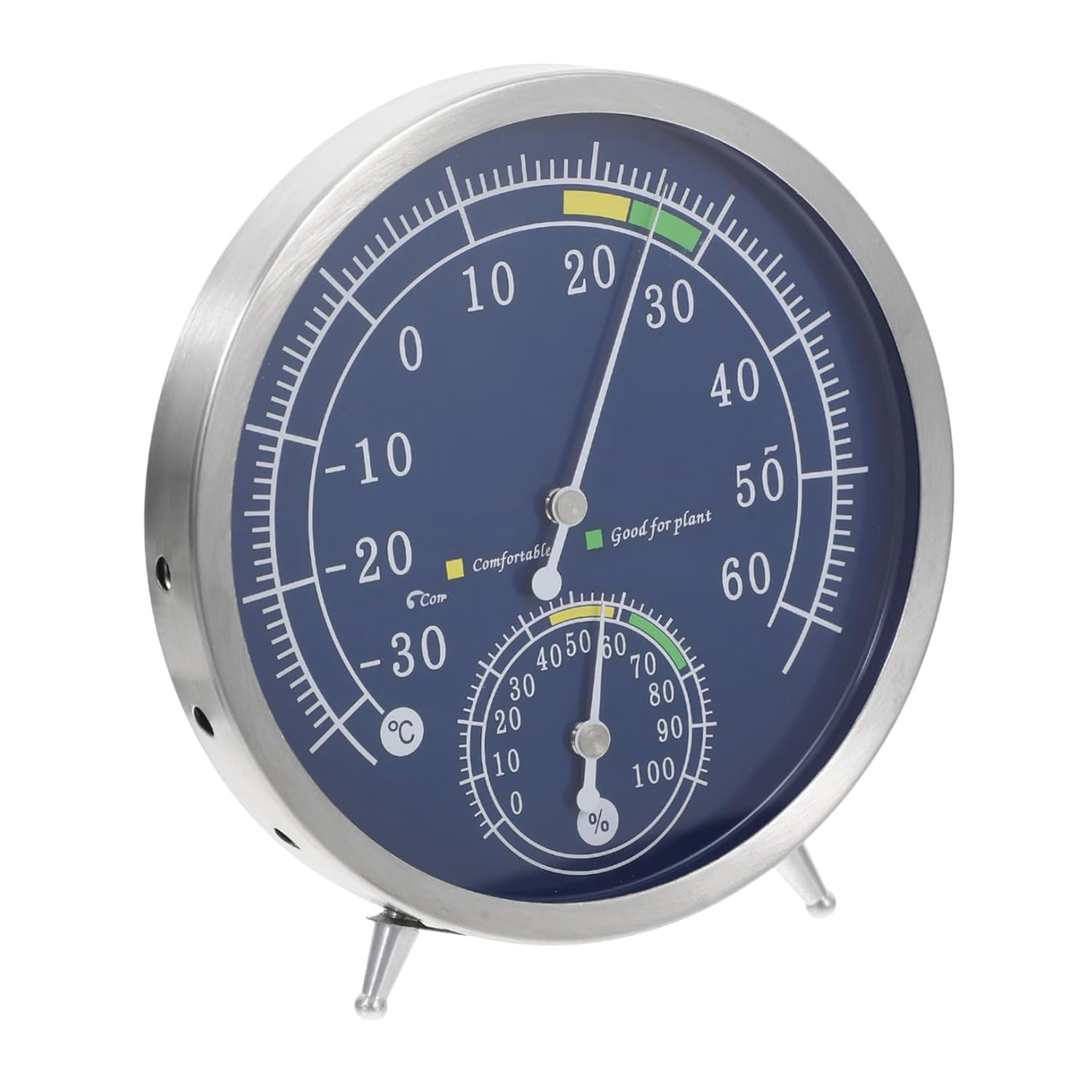 DECHOUS Stainless Steel Indoor Outdoor Hygrometer Thermometer High Precision Analog Temperature Humidity Gauge Tabletop Wall Mount for Home Sauna Garden image number 1