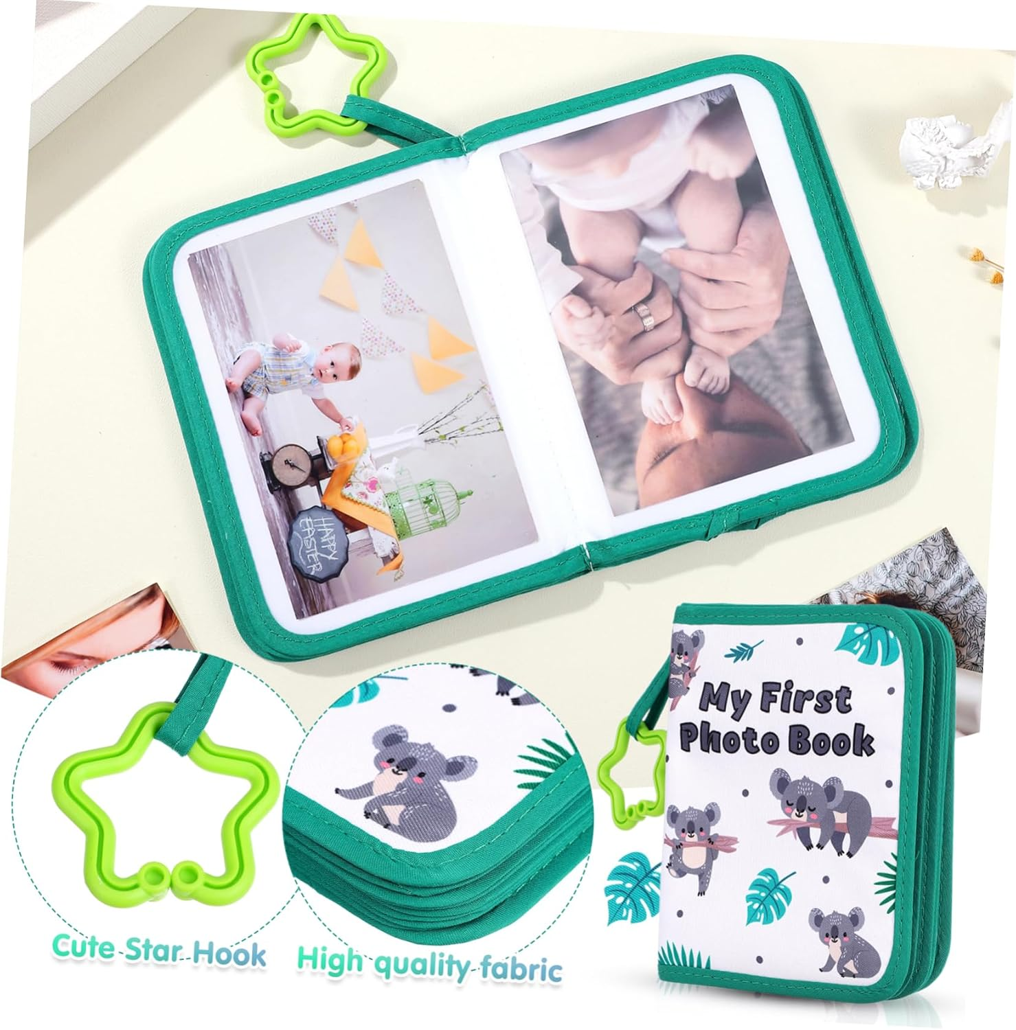 Cloth Photo Album Portable Growth Record Book for Boys Girls Lightweight Decorative Keepsake for Family Photos Stickers for Newborns image number 4