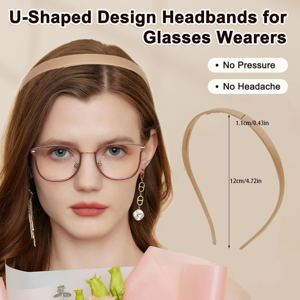 TTPSRY Set of 6 Narrow Hair Bands Thin Plastic Headband Hair Band Multicoloured Headband Hair Accessories Women image number 2