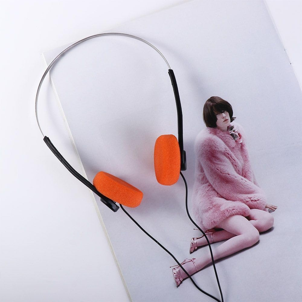 Orange Retro on Ear Headphones, Wired Stereo Headphones, Walkman Headphone, Lightweight Portable Headphone with Adjustable Headband,Over-Ear Headphones,Open-Ear Headphones,Headphones and Earbuds image number 4
