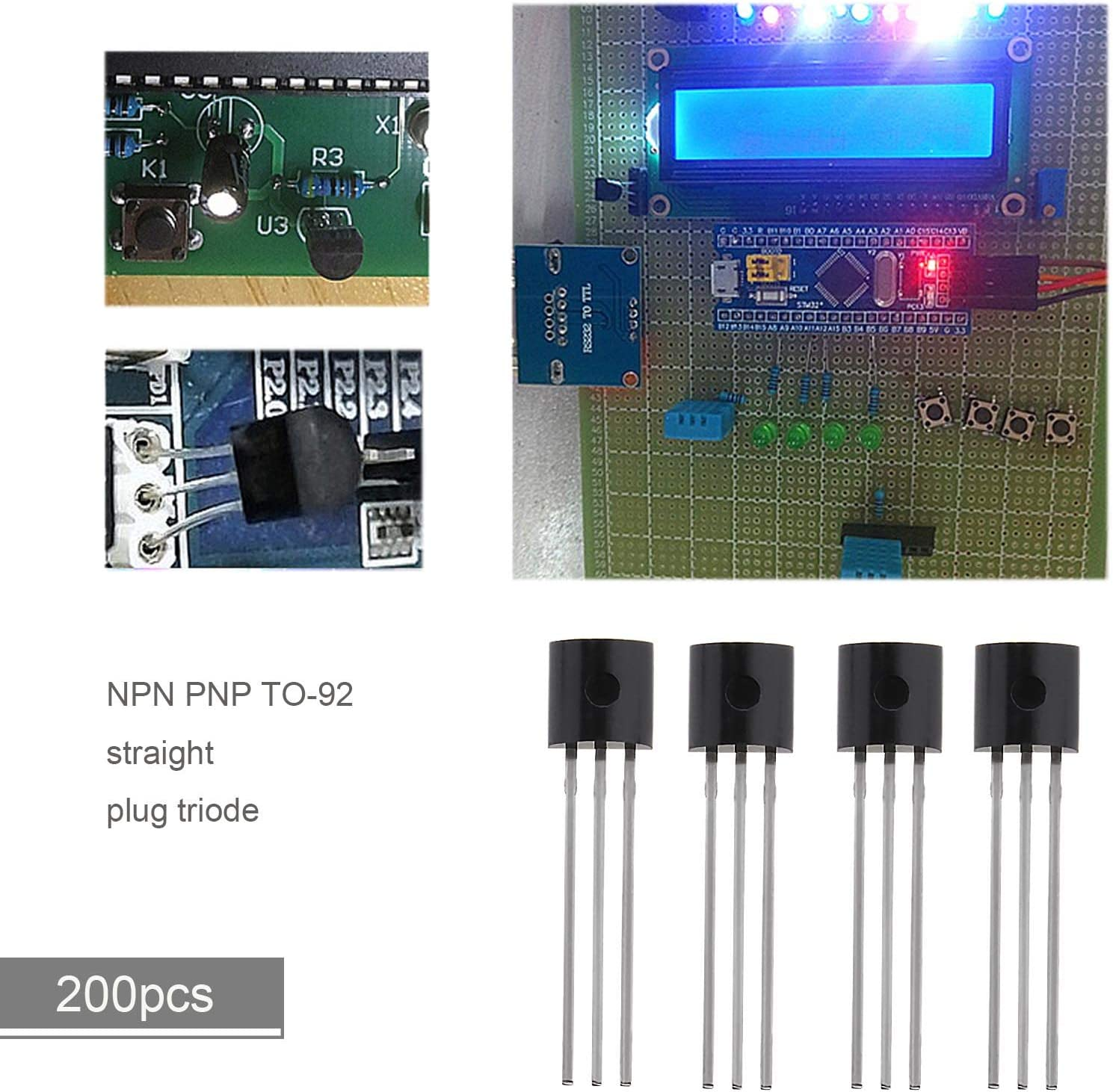 Emsea 200Pcs NPN PNP 3-Terminal TO-92 Transistor Assortment Kit BC337 BC327 2N2222 2N2907 2N3904 2N3906 S8050 S8550 A1015 C1815 image number 4