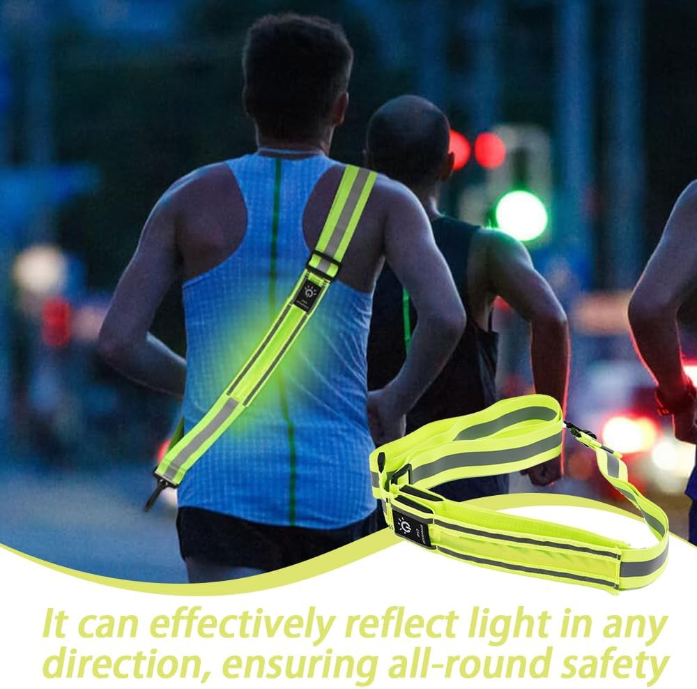 Running Light Jogging with Reflectors Belt, Led Light Running Belt,Reflective Walking Gear,Adjustable Luminous Shoulder Strap,For Runners, Walkers at Night image number 5