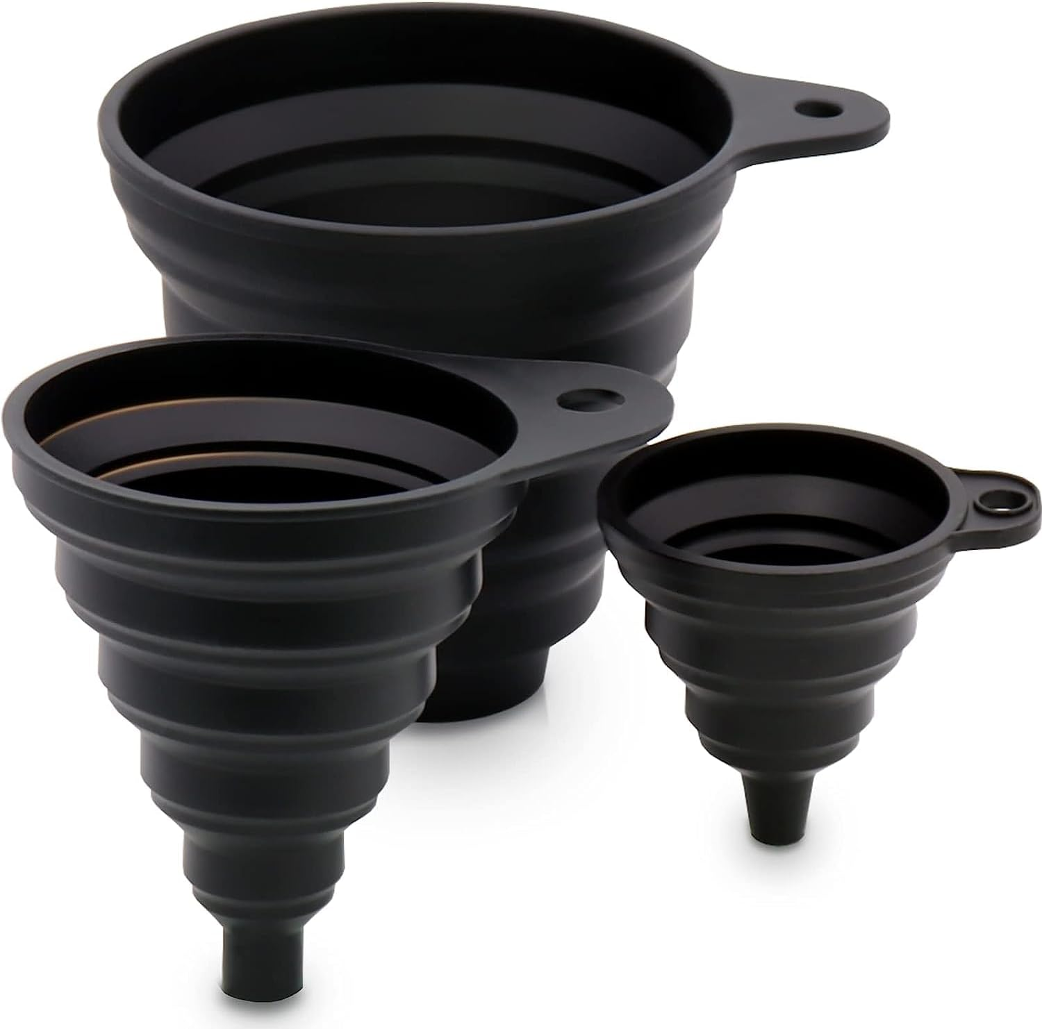 Kitchen Funnel Set, 3 Sizes of Food Grade Funnels for Filling Bottles, Premium Silicone Collapsible Funnel for Transferring Liquid, Powder Transfer, Large Wide Mouth Canning Funnel, Small Funnel image number 3
