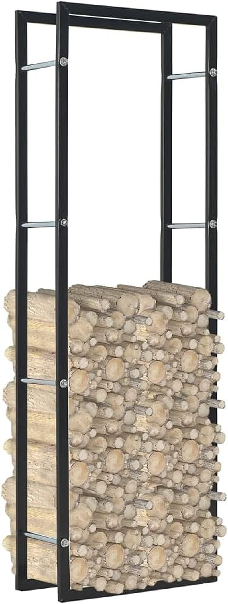 Firewood Log Rack Outdoor Indoor Steel Racks Firewood Holder Log Rack Hoop Metal Lumber Stacker Organizer for Wood Storage Storage Log Holder, Black 50X20X150 Cm image number 4