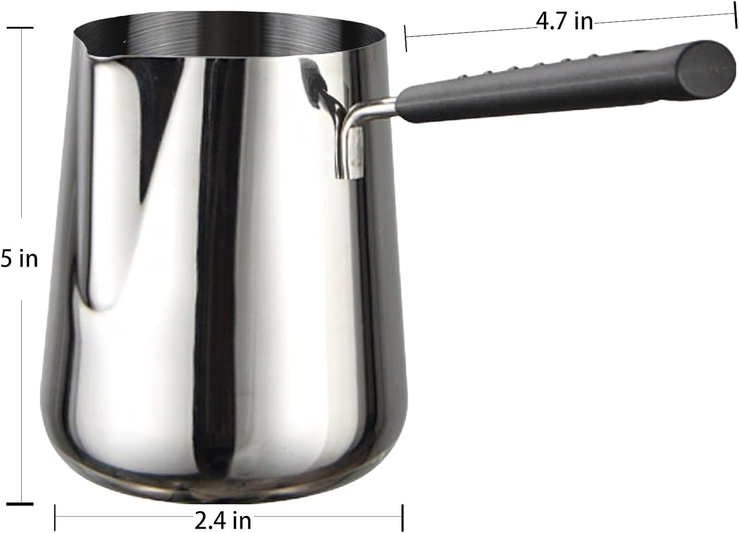 Stainless Steel Milk Butter Warmer Pot with 1Qt Turkish Coffee Pot and Boiling Pot with Spout for Stove - Ideal for Coffee, Milk, Chocolate, Maple Syrup - Durable and Insulated Handles image number 2