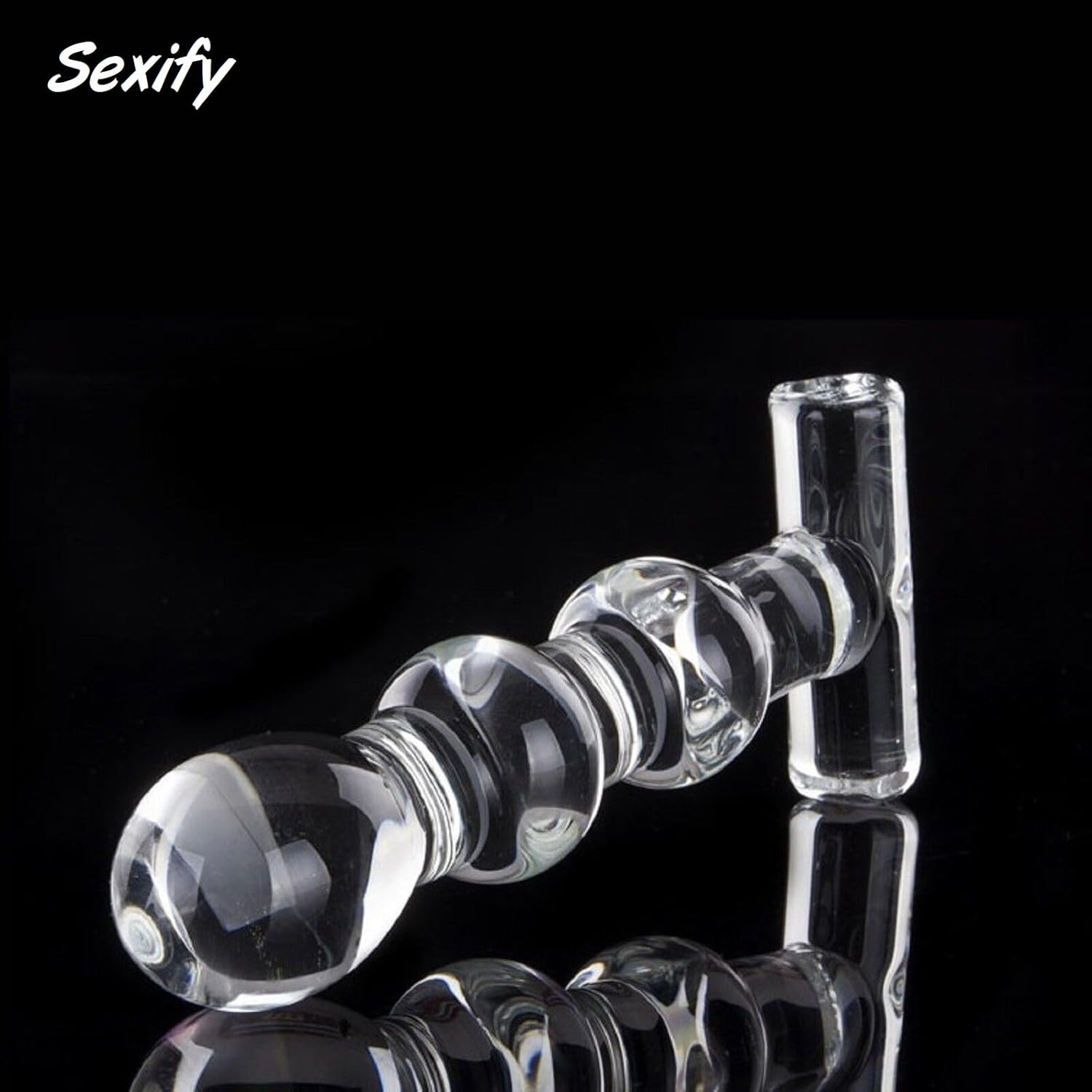 Glass Dildo Crystal Anal Plug Beads G-Spot Pleasure Wand Dong Stimulation Thruster Clear Butt Plug Temperature Play & Sensual Massage Men, Women and Couples Adult Sex Toy image number 3