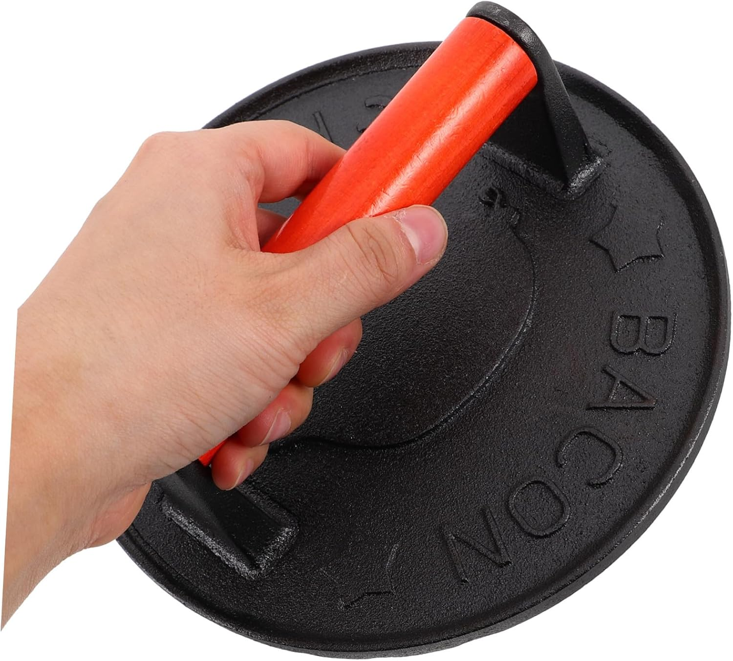 DECHOUS Cast Iron Grill Press with Wooden Handle Nonstick Hamburger Smasher for Griddle Frying Pan and Grill Use Manual Meat Press Kitchen Gadget for Indoor Outdoor BBQ Cooking