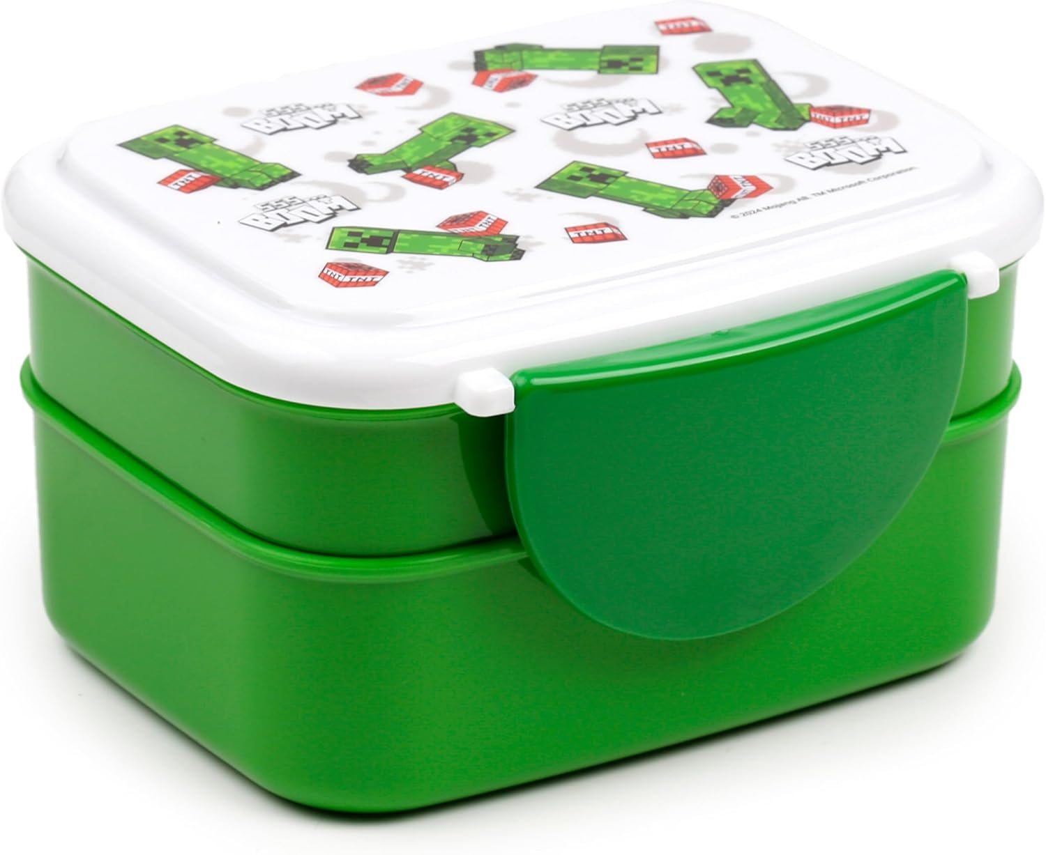 Puckator Minecraft Creeper & TNT Clip Lock Stackable Bento Lunch Box with Cutlery image number 1
