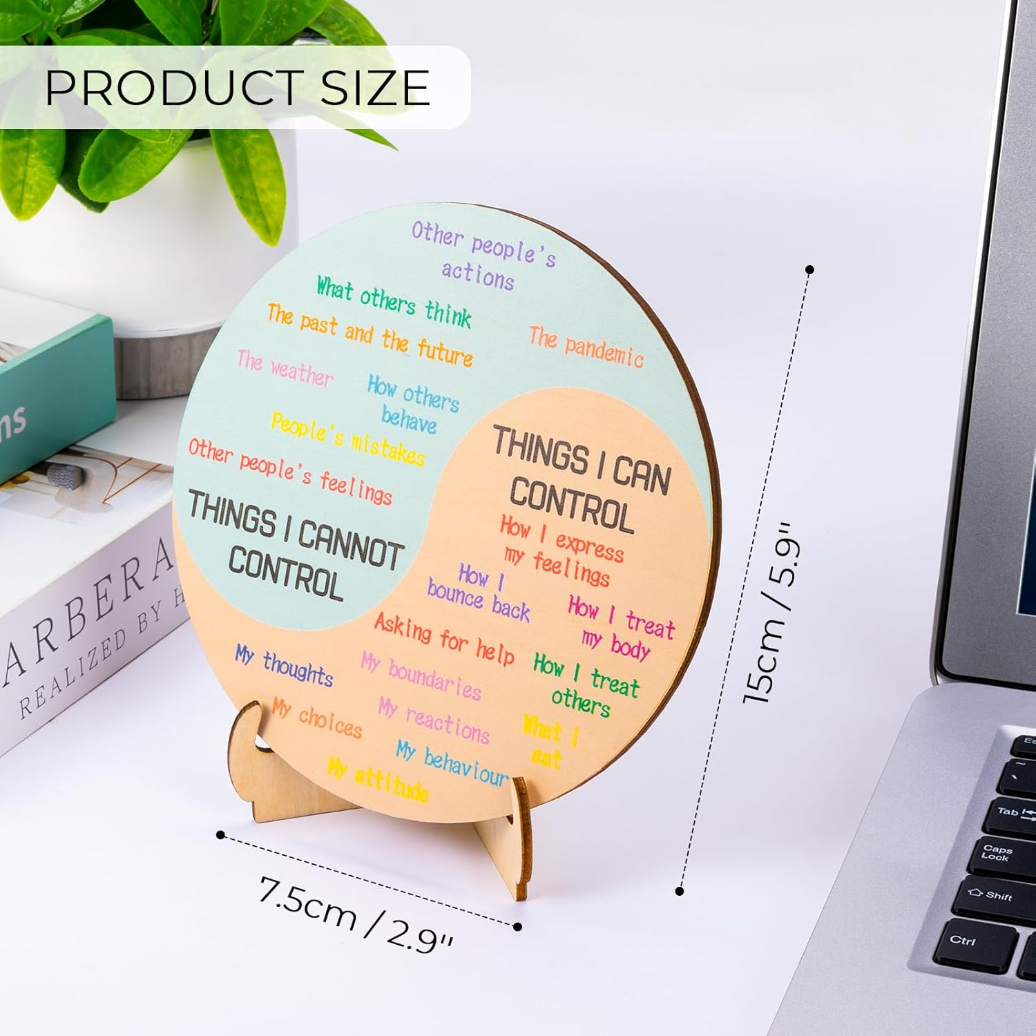 Giftacity Feelings Wheel Therapy Office Desk Decor - Double Sided Mental Health Office Emotions Chart with Stand, Therapist Gifts for Home Office Women Man, FWOD01 image number 1
