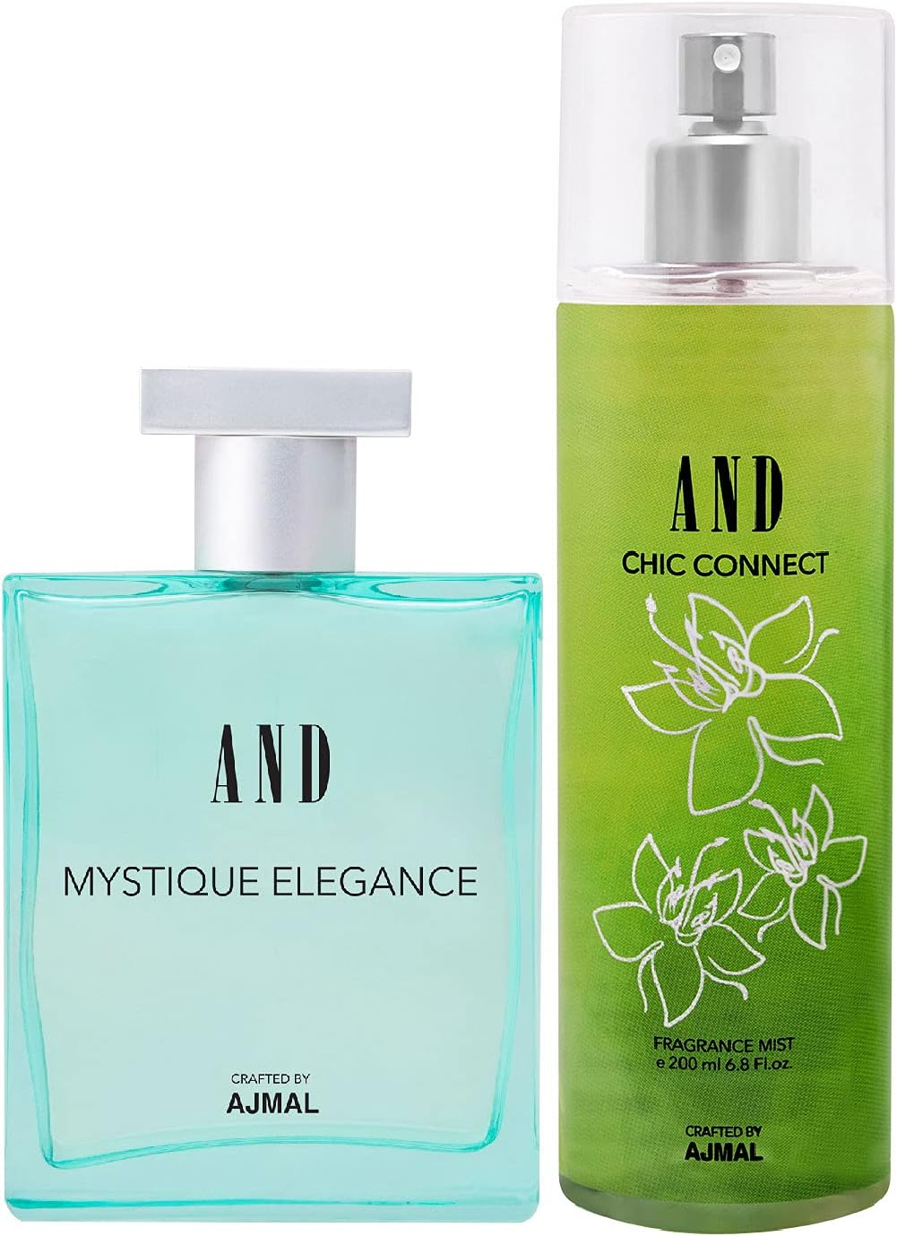 AND Mystique Elegance Eau De Parfum 100ML & Chic Connect Body Mist 200ML Pack of 2 for Women Crafted by Ajmal + 2 Parfum Testers