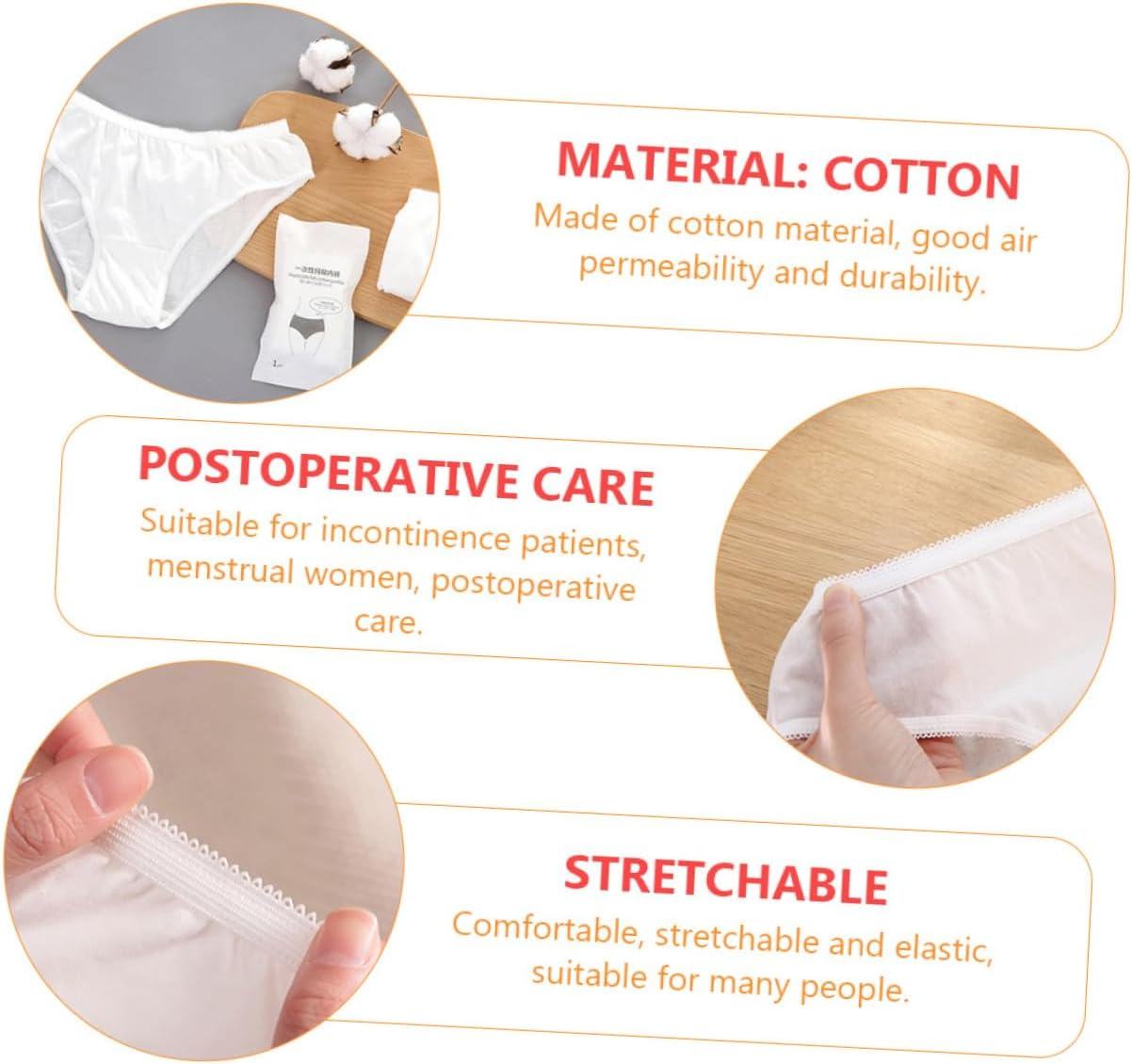 5Pcs Portable Travel Underwear of Women Cotton Underwear Disposable Underpants for Outdoor and Use Comfortable and Breathable Women White image number 4