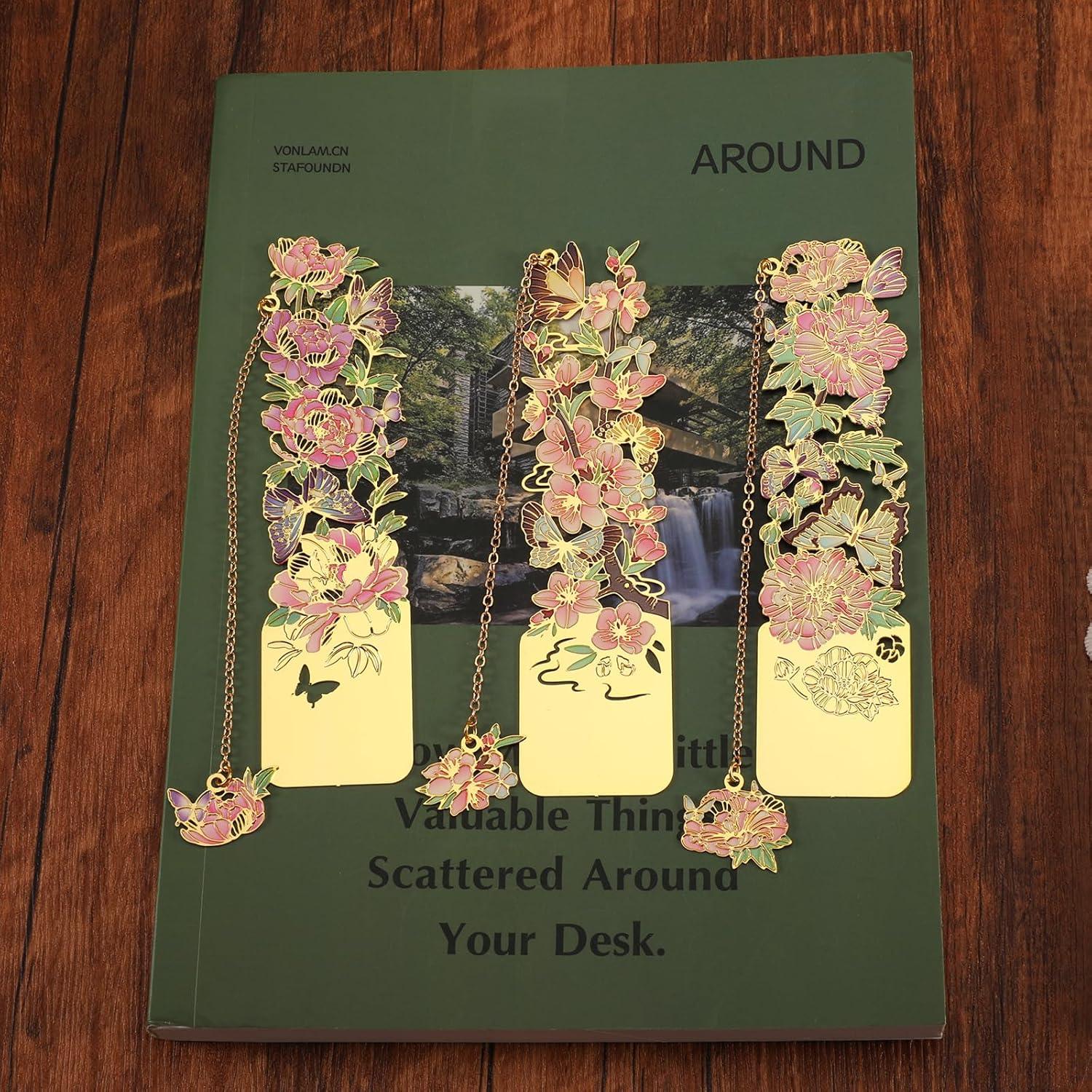 Sgbvzbd 3 PCS Metal Bookmarks, Bookmarks for Reading Women, Pretty Bookmarks for Women, Beautiful Metal Bookmark, Beautiful Flower Bookmark, Peach Blossom, Cottonrose Hibiscus, Peony (BKM-050-001) image number 4