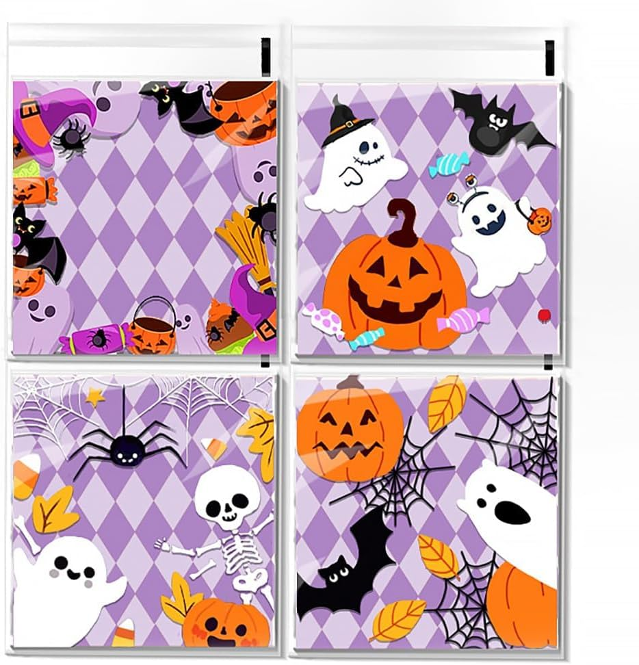 ZANZER 400 PCS Halloween Cellophane Treat Bags - Self-Adhesive Clear Bags for Trick or Treat Candy, Cookies, Snacks, Gifts, Party Favors image number 2